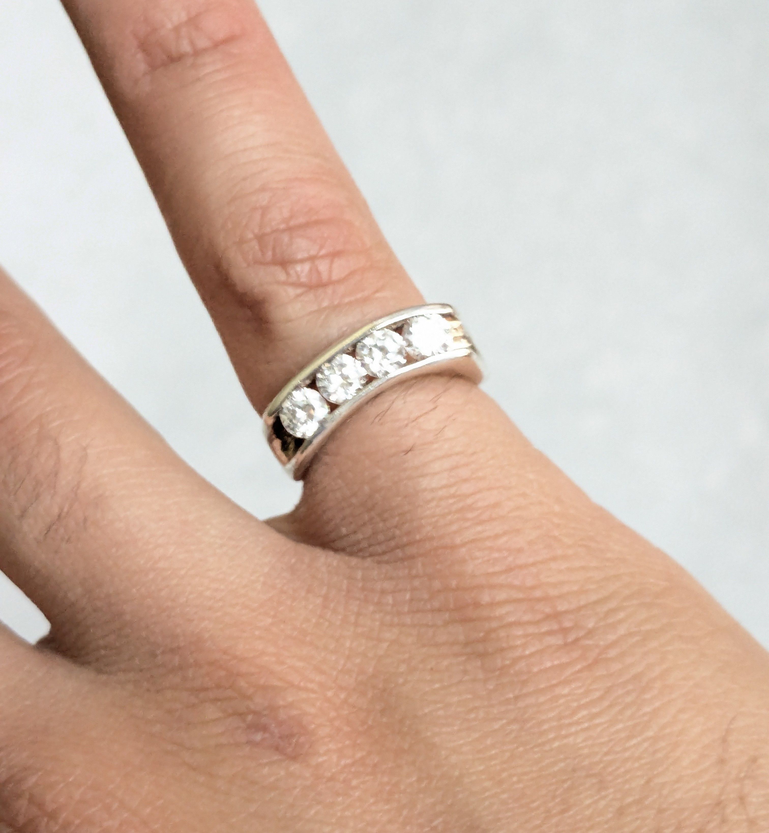 Jewelry Sterling Silver Ring CZ Channel Size 5 Clear Size ONE SIZE - 11 Thumbnail