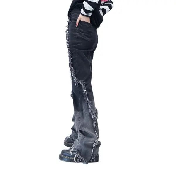 VIBE Two Tone Frayed Stacked Denim Jeans Size US 28 / EU 44 - 7 Thumbnail
