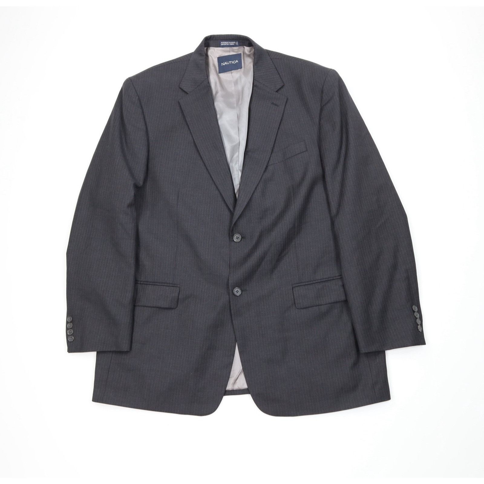 Nautica Vintage Nautica Wool Pinstriped 2 Piece Suit Wedding Size 46L - 2 Thumbnail