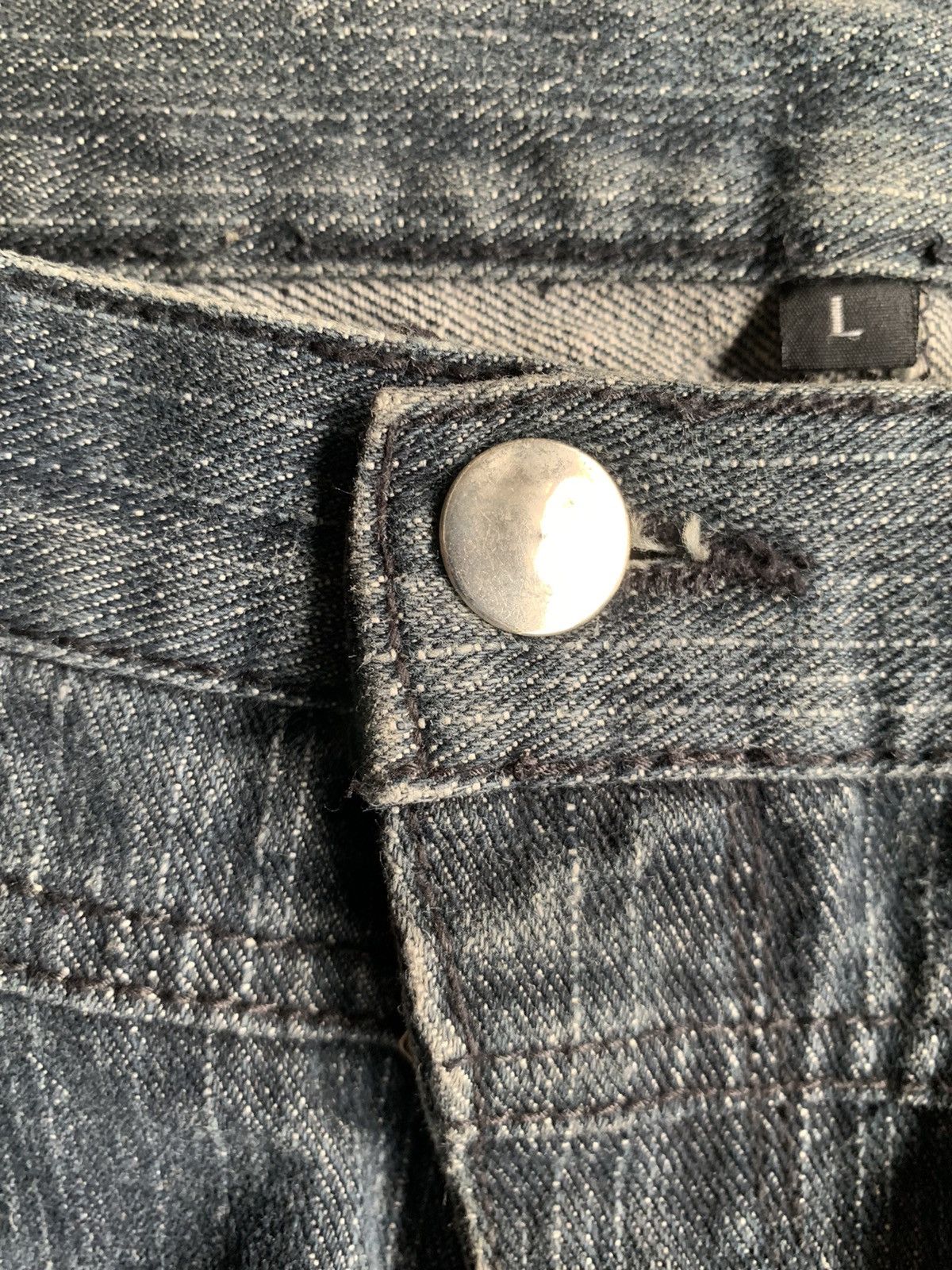 If Six Was Nine Sex Pot Revenge Skull Punk Bondage Style Distressed Denim☠️🎌 Size US 33 - 18 Thumbnail