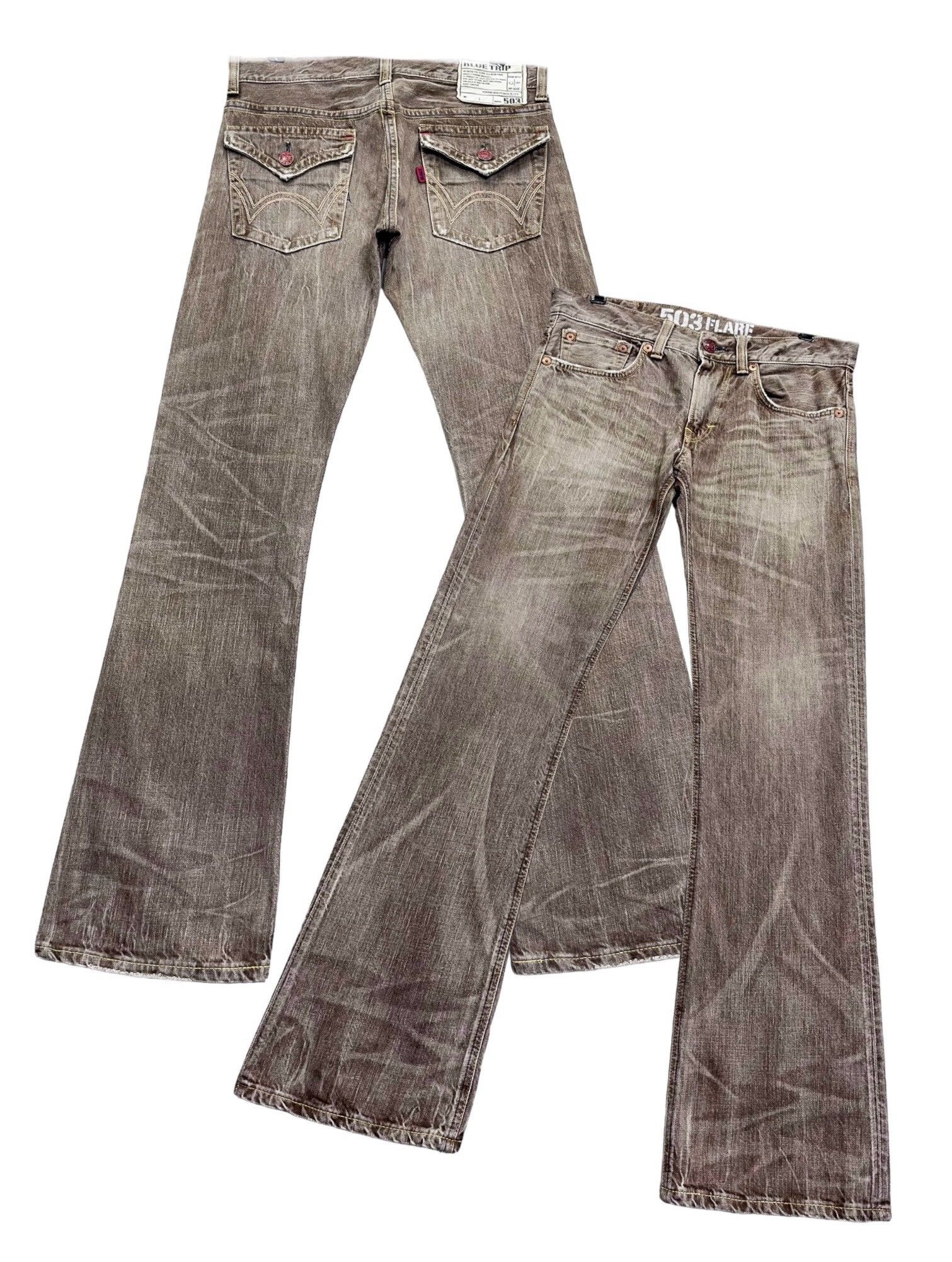 Edwin × Japanese Brand 🔥Vintage EDWIN 503 FLARE Retro Punk Rare Brown Denim Pants Size US 31 - 1 Thumbnail