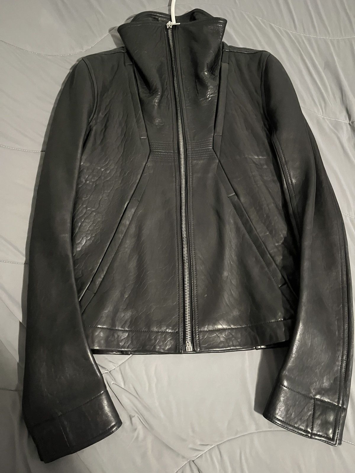 Rick Owens Rick Owens - Geo High Neck Leather Biker Jacket w