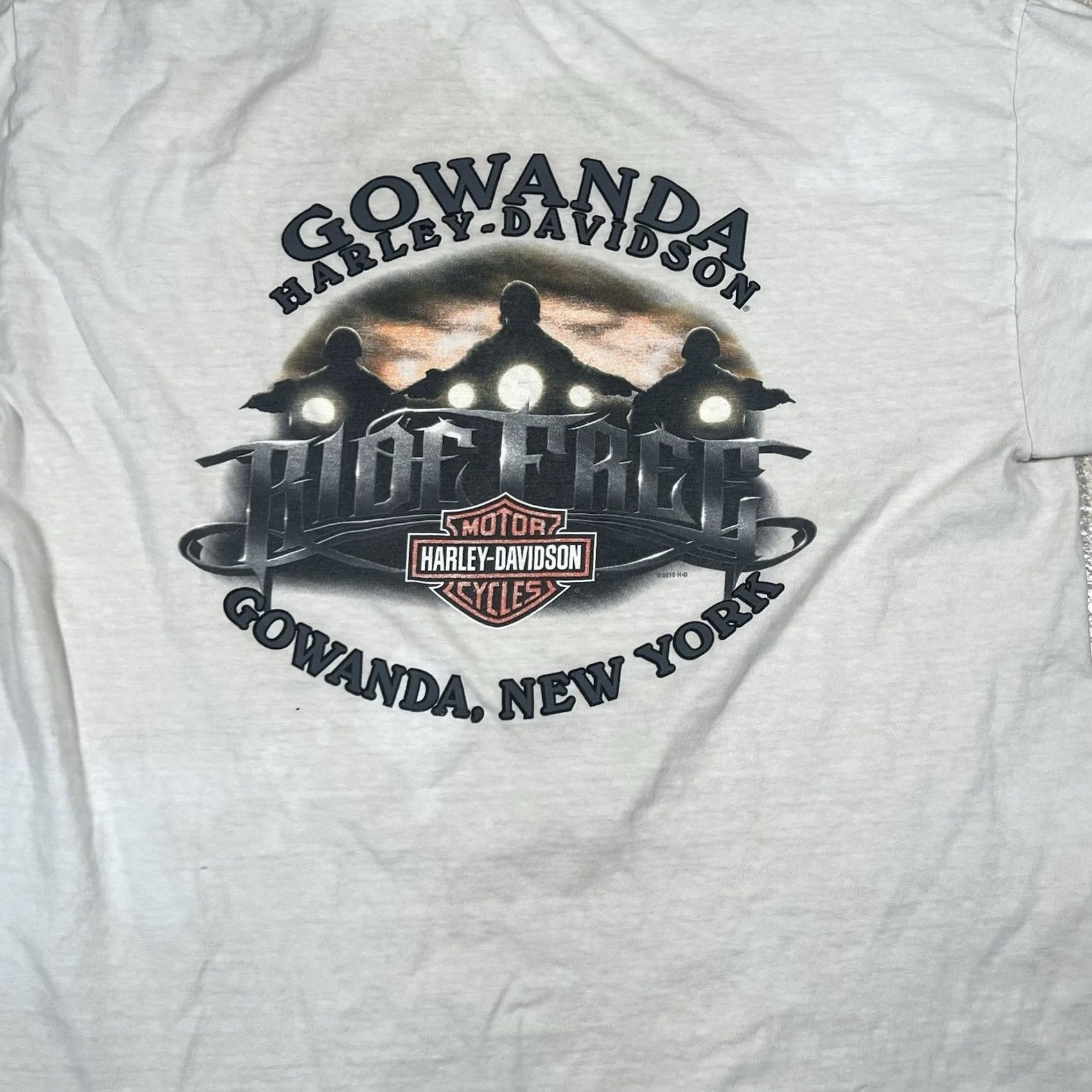Harley Davidson Harley-Davidson Biker Logo T Shirt Tee Mens XL Beige Gowanda NY Double Sided Y2K Size US XL / EU 56 / 4 - 2 Thumbnail