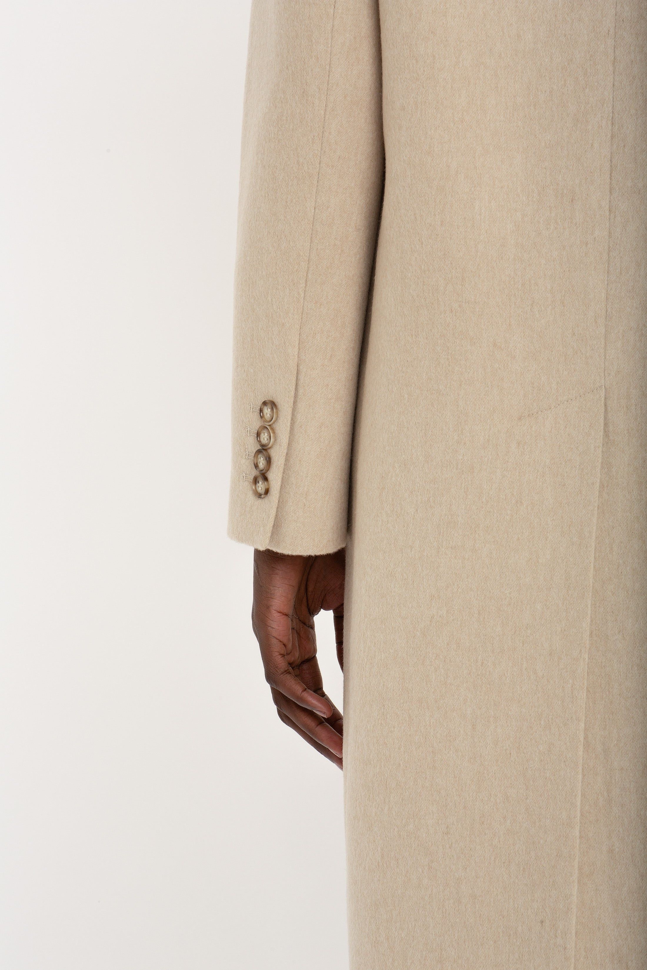 Victoria Beckham o1mle0525 Tailored Slim Coat In Bone Size L / US 10 / IT 46 - 6 Thumbnail