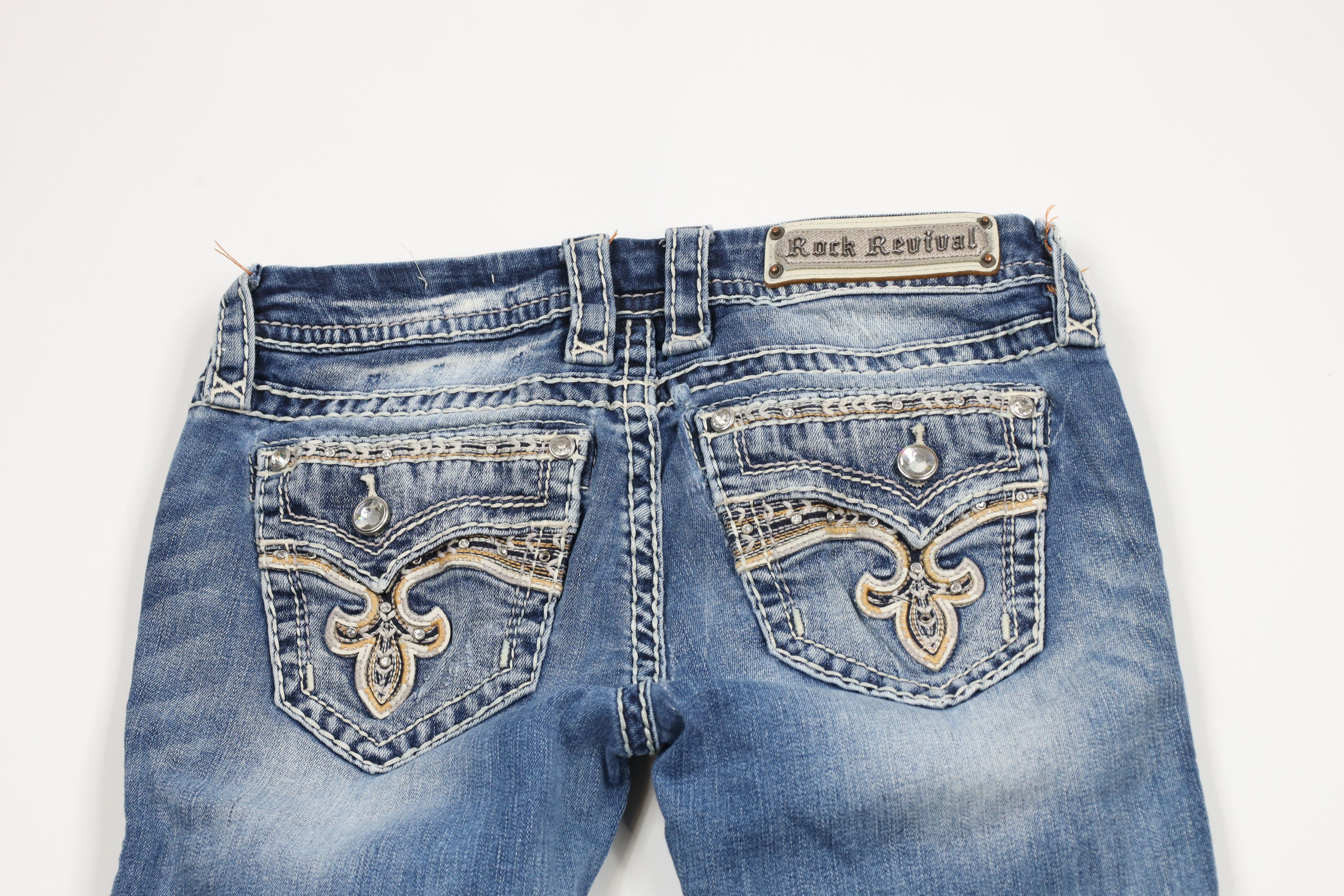 Rock Revival × Vintage Rock Revival Thick Stitch Yui Bootcut Jeweled Denim Jeans Size 26" / US 2 / IT 38 - 11 Thumbnail