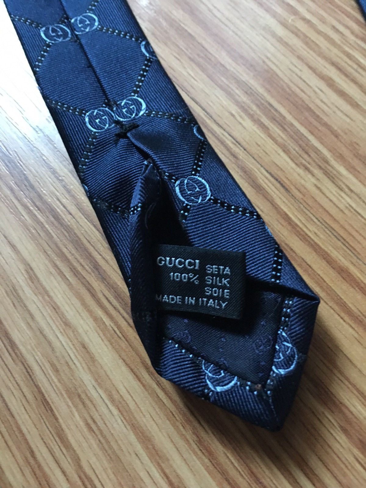 Gucci GUCCI New Mens Tie Dark Blue Monogrammed Logo GG Silk Size ONE SIZE - 9 Thumbnail