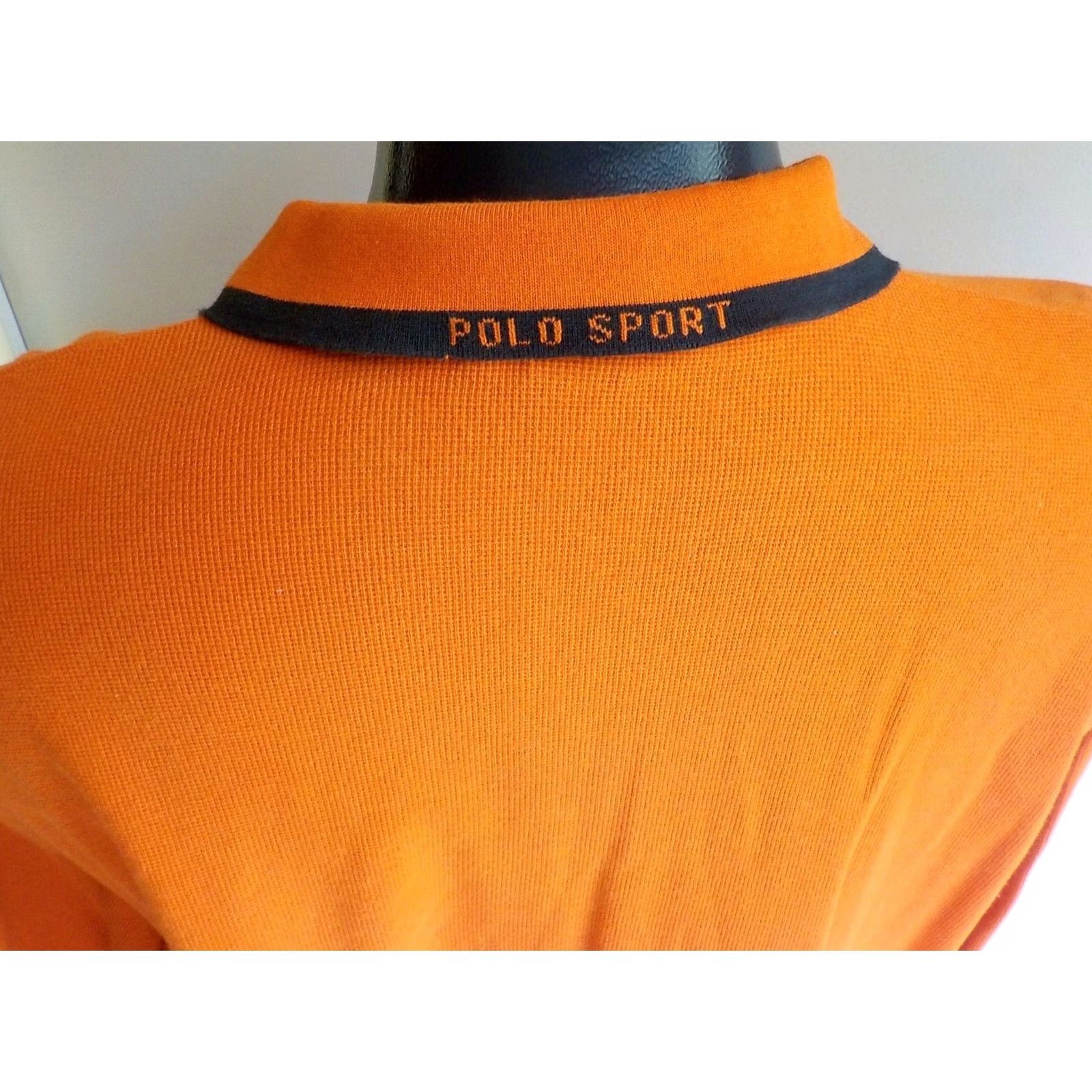 Vintage Polo Sport LS Polo/Rugby Shirt Orange XL Men's Polo Sport Embroidered Spellout Left Breast with Flag 100% Cotton Size US XL / EU 56 / 4 - 4 Thumbnail