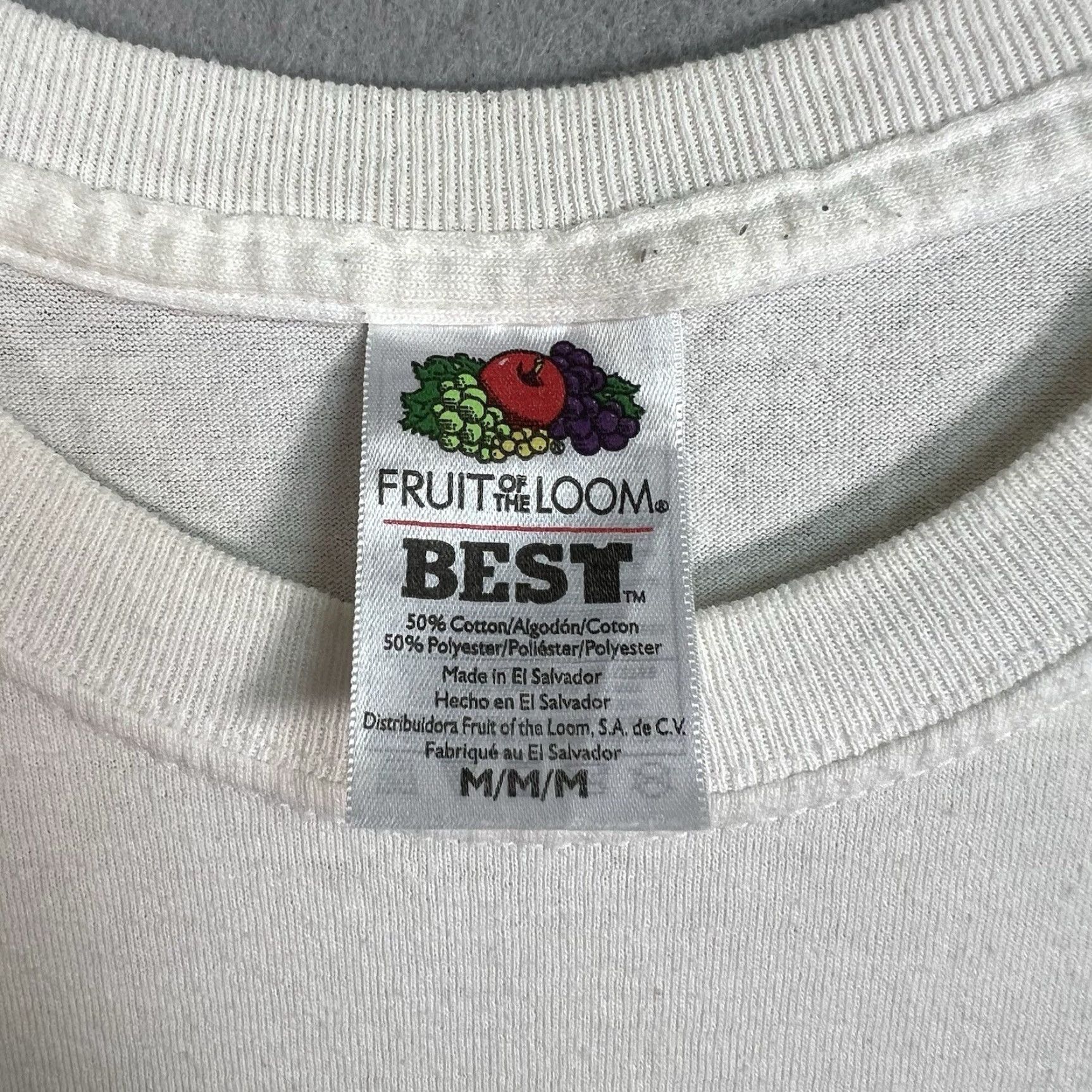 Fruit Of The Loom VINTAGE Fruit of the Loom T-Shirt University White Adult Medium Crew Neck Short Sleeve Mens 90s Concert Theme White Mens Size US M / EU 48-50 / 2 - 6 Thumbnail