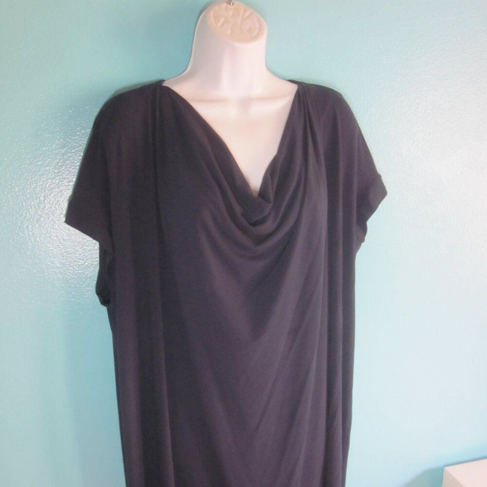 Eileen Fisher Eileen Fisher Plus 3X Dark Blue Pullover Drape Neck Sleeveless Knee Length Dress Size 3XL / US 20-22 - 8 Thumbnail