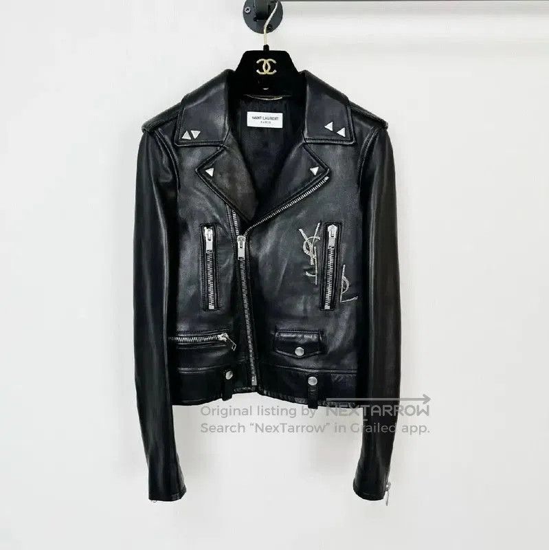 Yves Saint Laurent YSL Black Leather Women's Jacket Size S . Size S / US 4 / IT 40 - 1 Thumbnail
