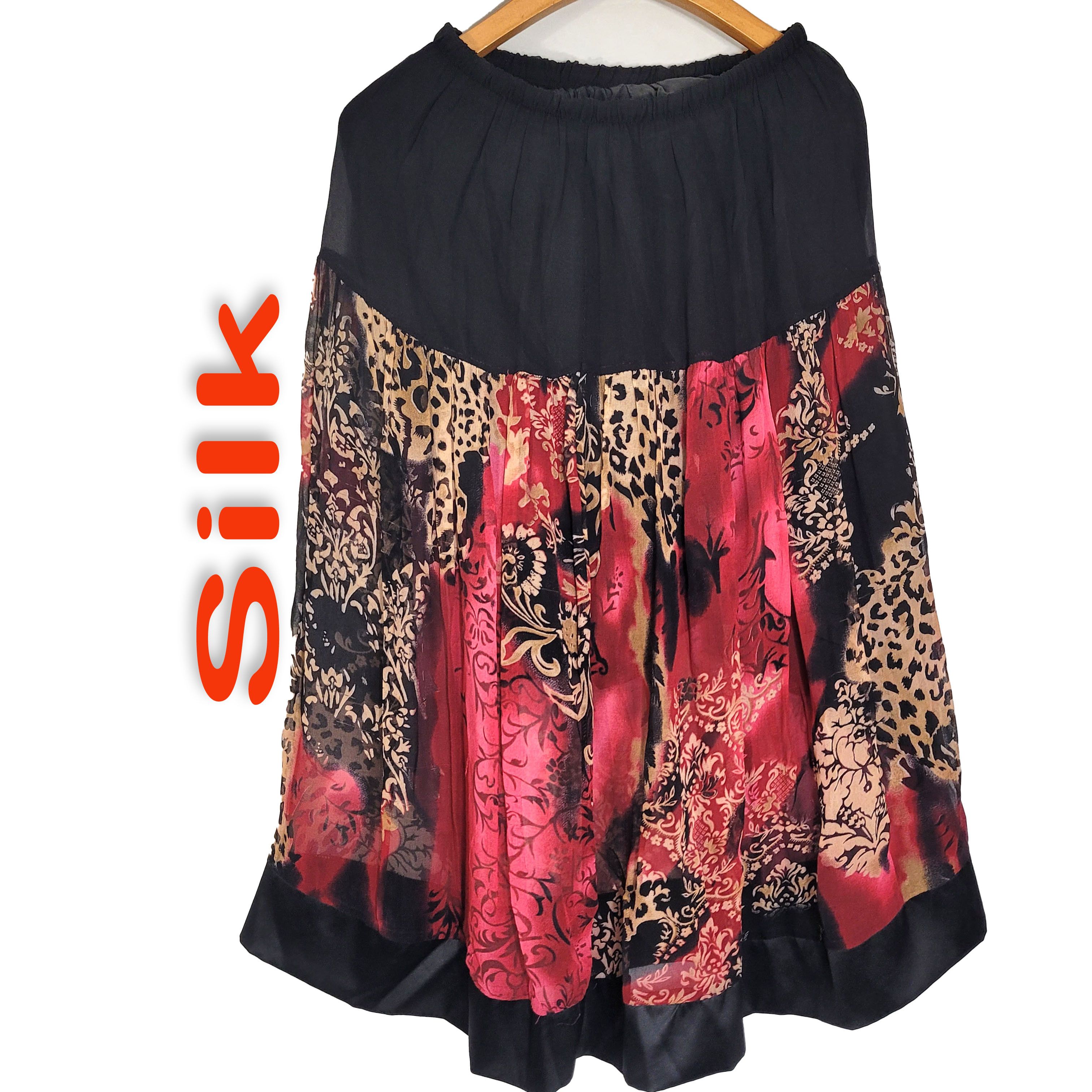 Other Women's 100% Silk A-Line Skirt Elastic Waist SDK362 Size 31" - 1 Thumbnail