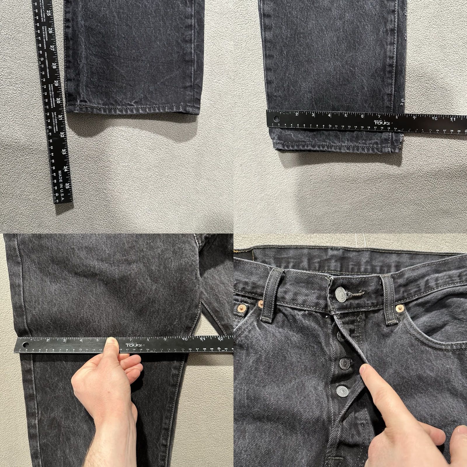 Levi's Levi's 501 Jeans Mens 34x34 Button Fly Dark Denim GUC Regular Fit Straight 5-Pocket Black 33x30.5 Inseam Vintage No Size US 34 / EU 50 - 9 Thumbnail