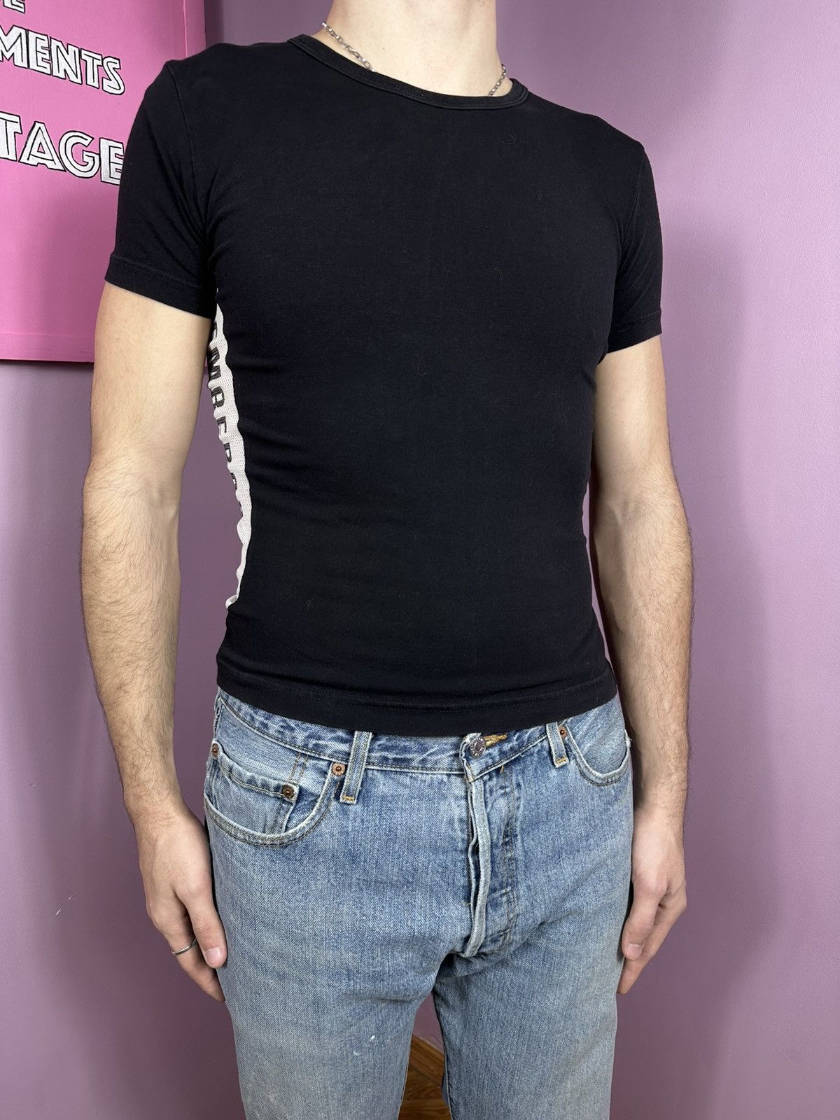 Dirk Bikkembergs Bikkembergs Logo Pattern Cotton T Shirt Crop Mesh Stretch Size US M / EU 48-50 / 2 - 2 Thumbnail