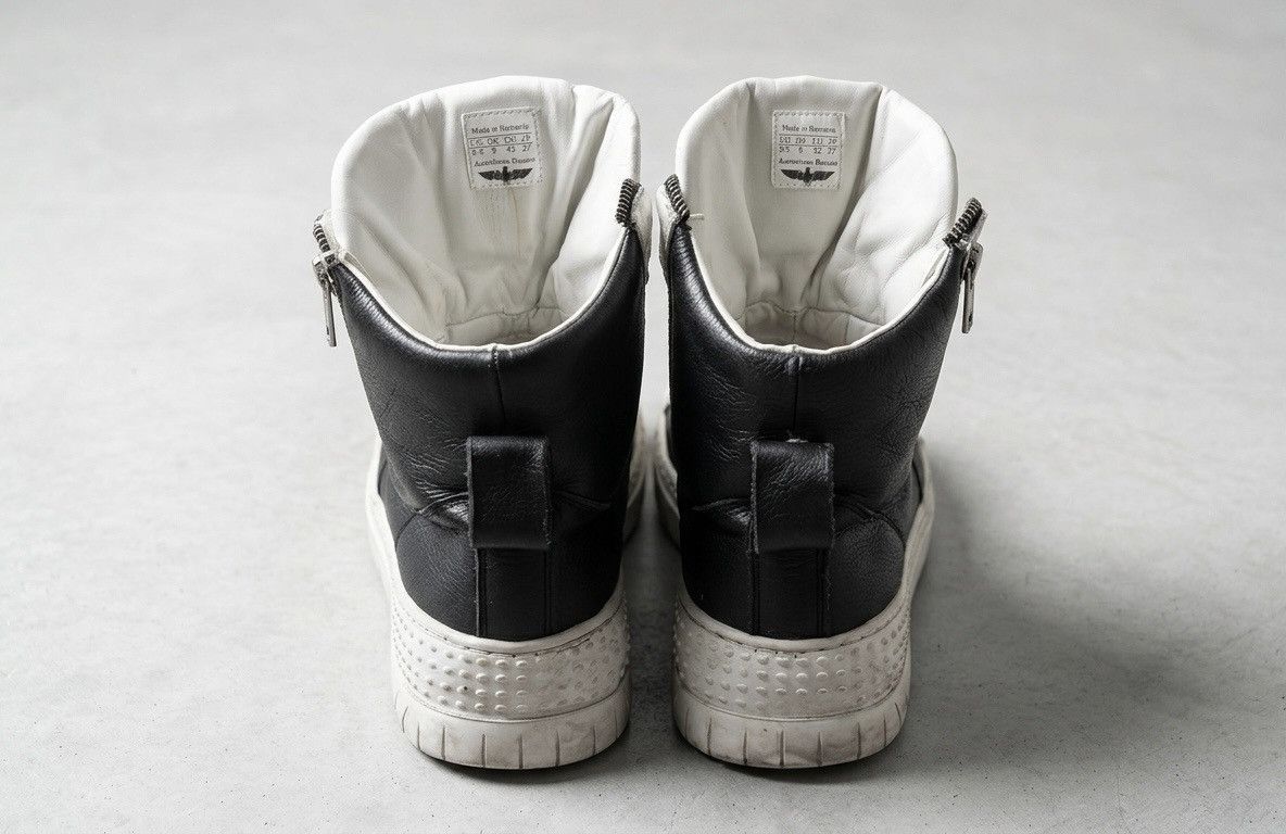 Other Alessandro Biaggio High Top Black & White Leather Sneakers Size US 9.5 / EU 42-43 - 4 Thumbnail
