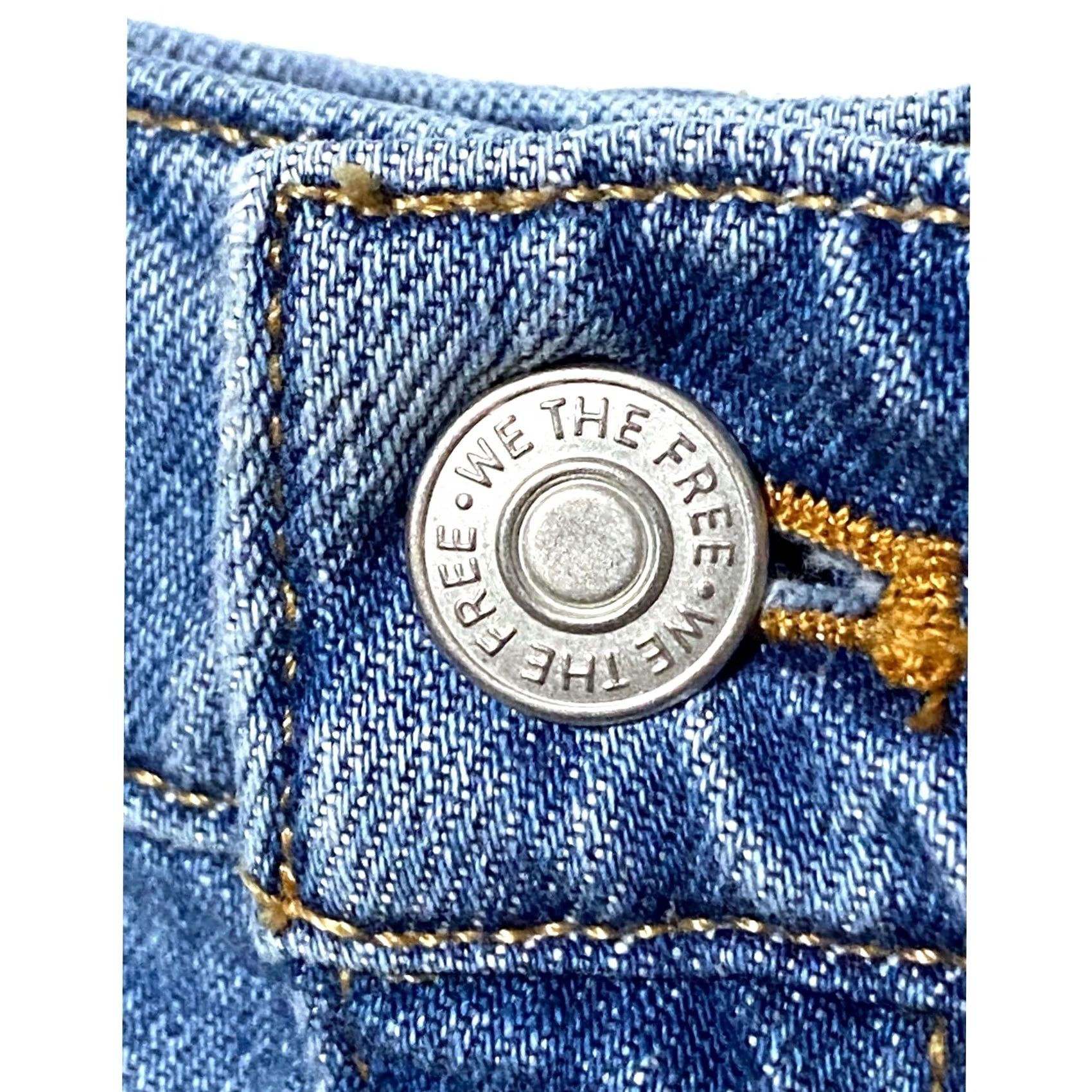 Vintage VINTAGE Free People We The Free Cosmico Flirt Denim Jean Mini Skirt 29 Pleated Raw Hem Retro Boho Womens XS-30? Size 28" / US 6 / IT 42 - 4 Thumbnail