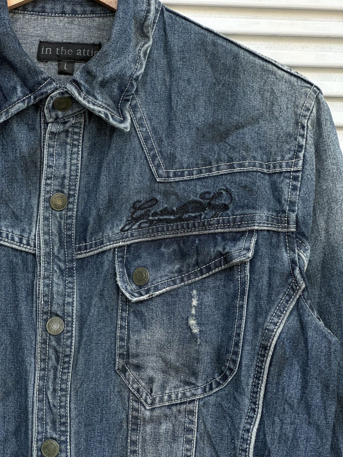 In The Attic × Japanese Brand × Vintage Vintage In The Attic Tactical Button Denim Jacket Size US L / EU 52-54 / 3 - 4 Thumbnail