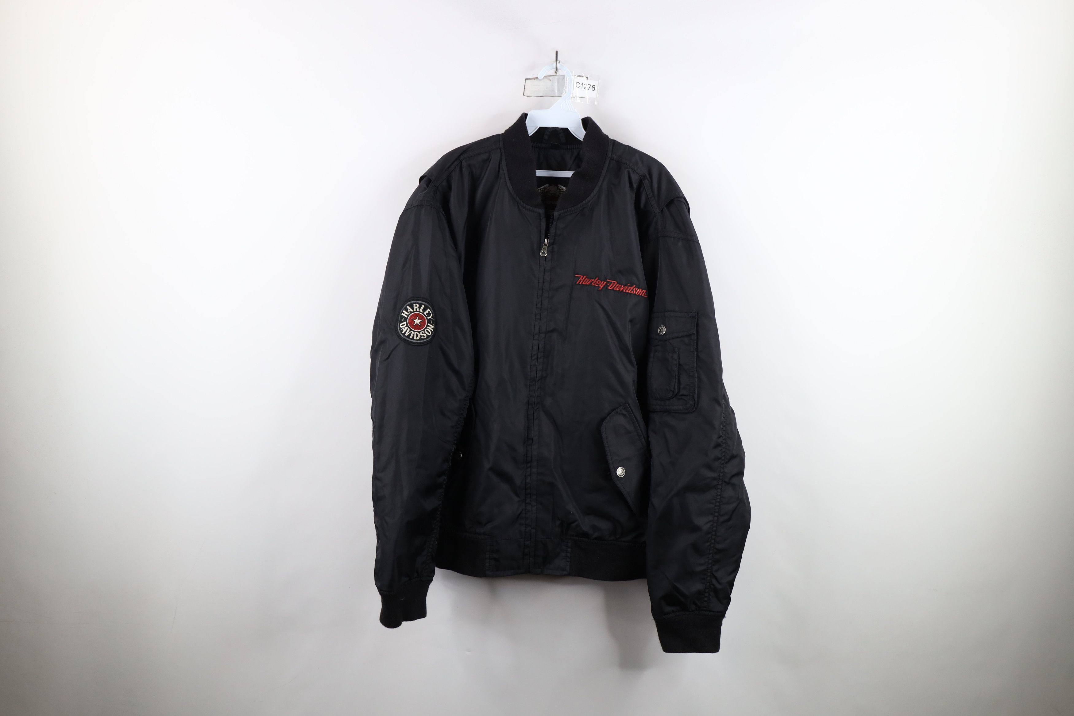 Harley Davidson × Vintage Vintage 90s Harley Davidson Spell Motorcycle Bomber Jacket Size US XL / EU 56 / 4 - 1 Thumbnail