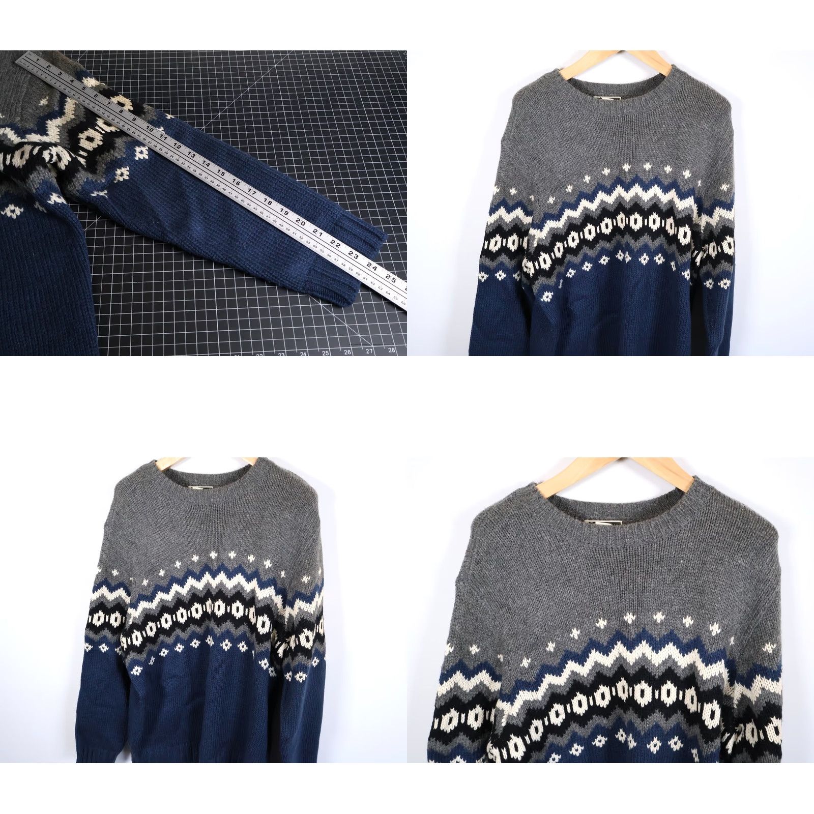 Route 66 VINTAGE Route 66 Sweater Geometric Crew Neck Knit Heavyweight Wool Blend Blue Large Mens Size US L / EU 52-54 / 3 - 8 Thumbnail