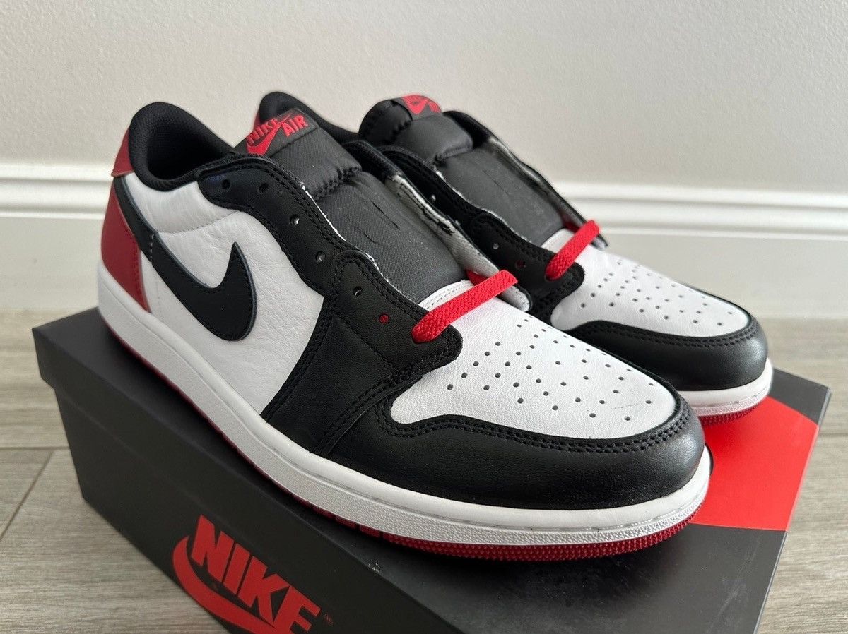 Jordan Brand Jordan 1 Retro Low OG Black Toe White Black Varsity Red 12 Size US 12 / EU 45 - 4 Thumbnail