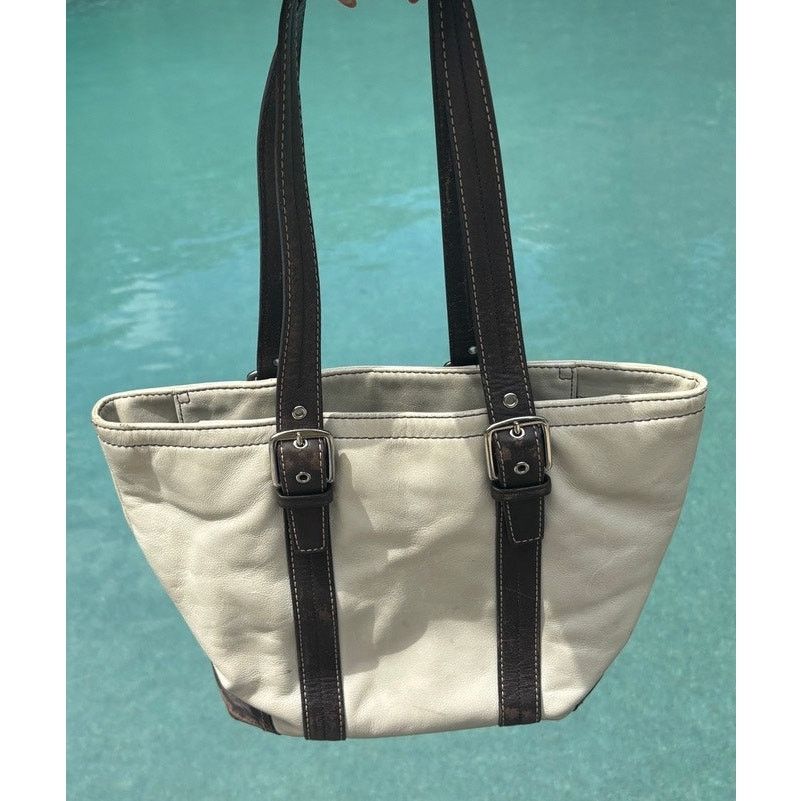 Coach Vintage COACH Hampton Small White Leather Tote Bag Size ONE SIZE - 2 Thumbnail