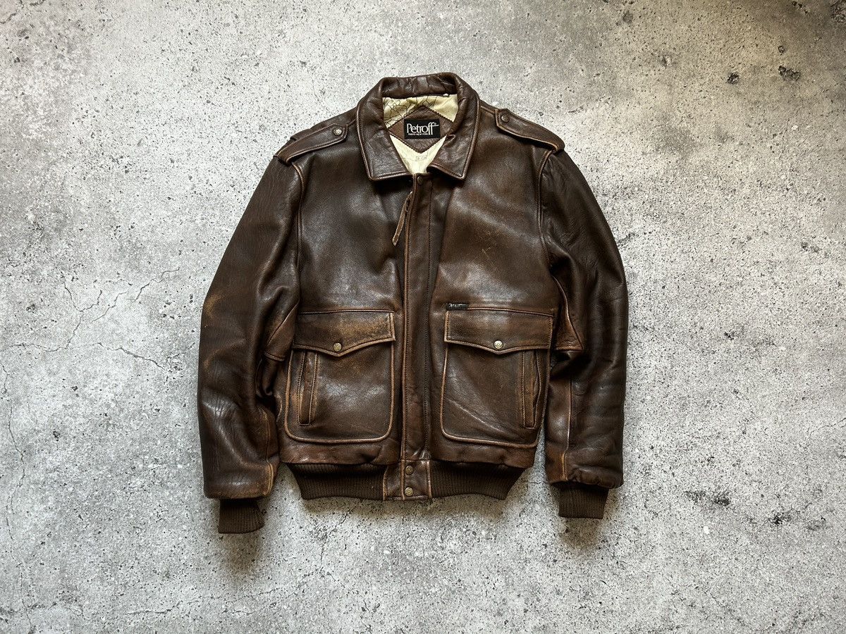 Image of Avant Garde x Chevignon Petroff Vintage Leather Jacket in Brown, Men's (Size XL)