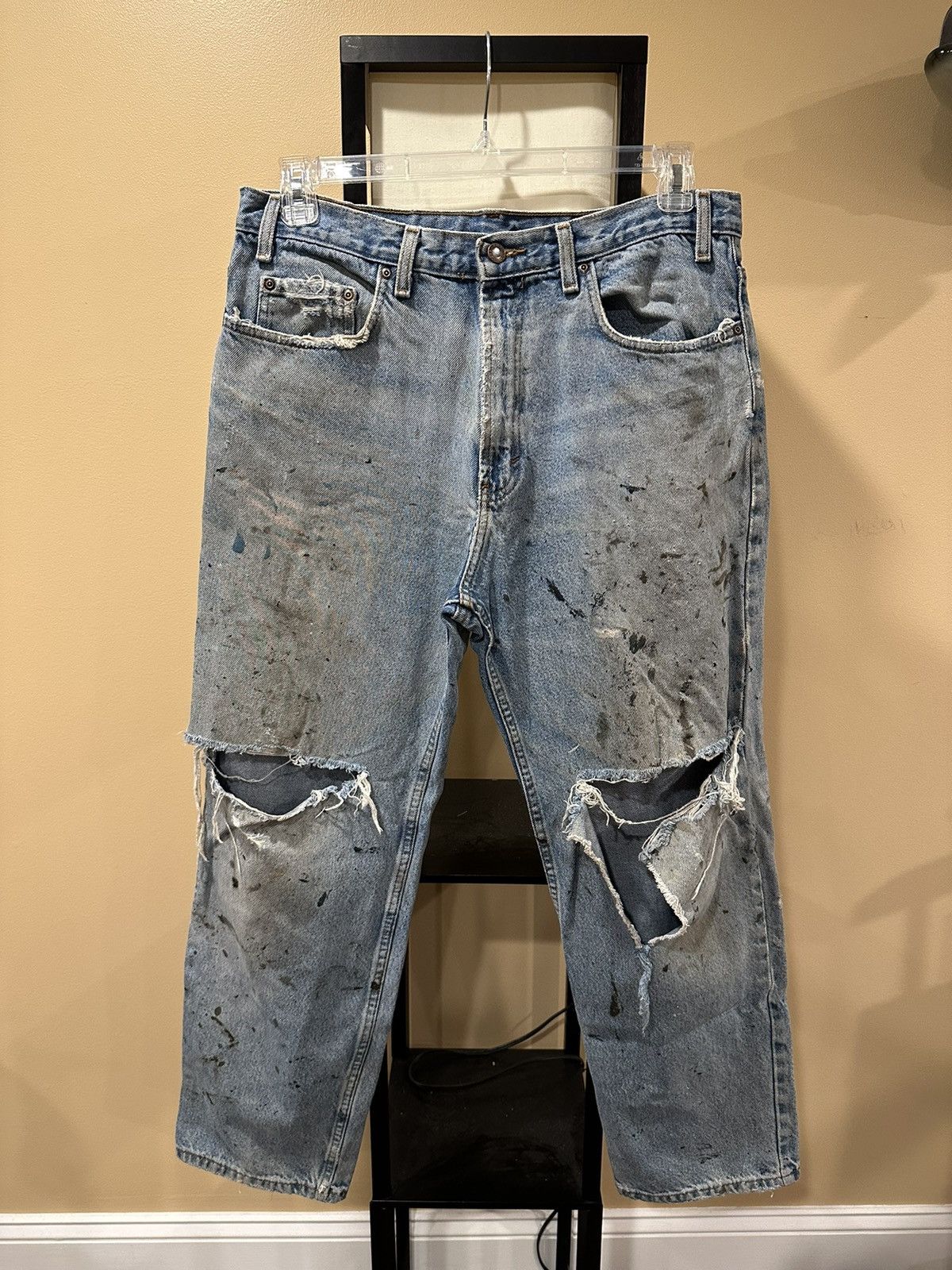 Kirkland Signature × Vintage Vintage Kirkland Distressed Blowout Painter Blue Denim Jeans Size US 36 / EU 52 - 4 Thumbnail