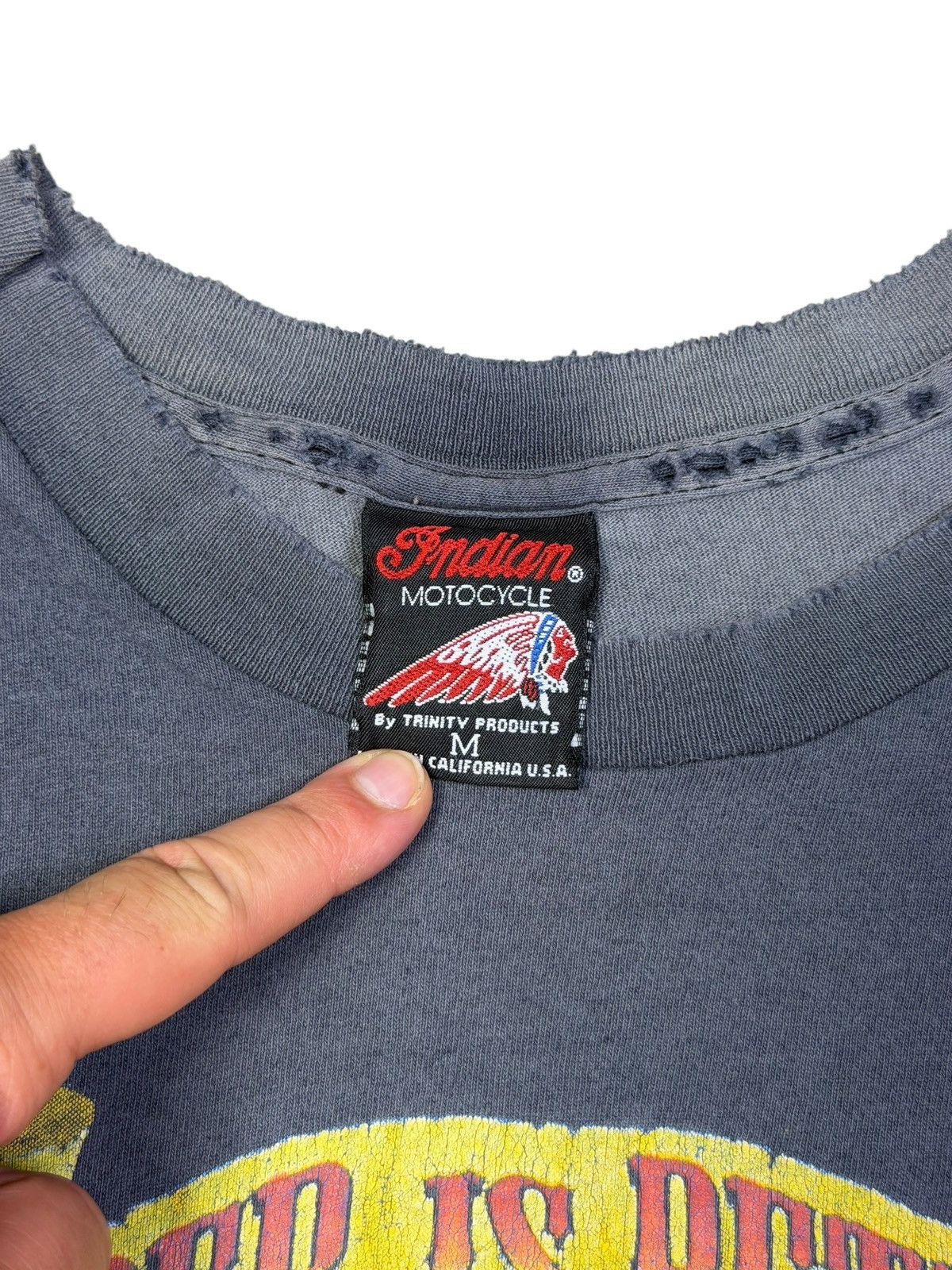 Indian Motorcycle *RARE* VINTAGE INDIAN MOTORCYLE BIKER SUPER FADED USA TEE Size US M / EU 48-50 / 2 - 5 Thumbnail