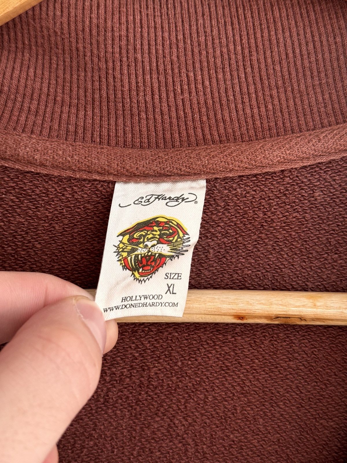 Christian Audigier × Japanese Brand × Vintage Vintage Ed Hardy by Christian Audigier Brown Tattoo Hoodie Size US XL / EU 56 / 4 - 11 Thumbnail