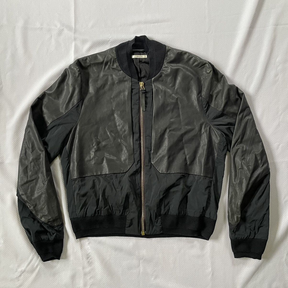 image of Paul Smith Leather Bomber Jacket in Dark Blue/Black, Men's (Size XL)