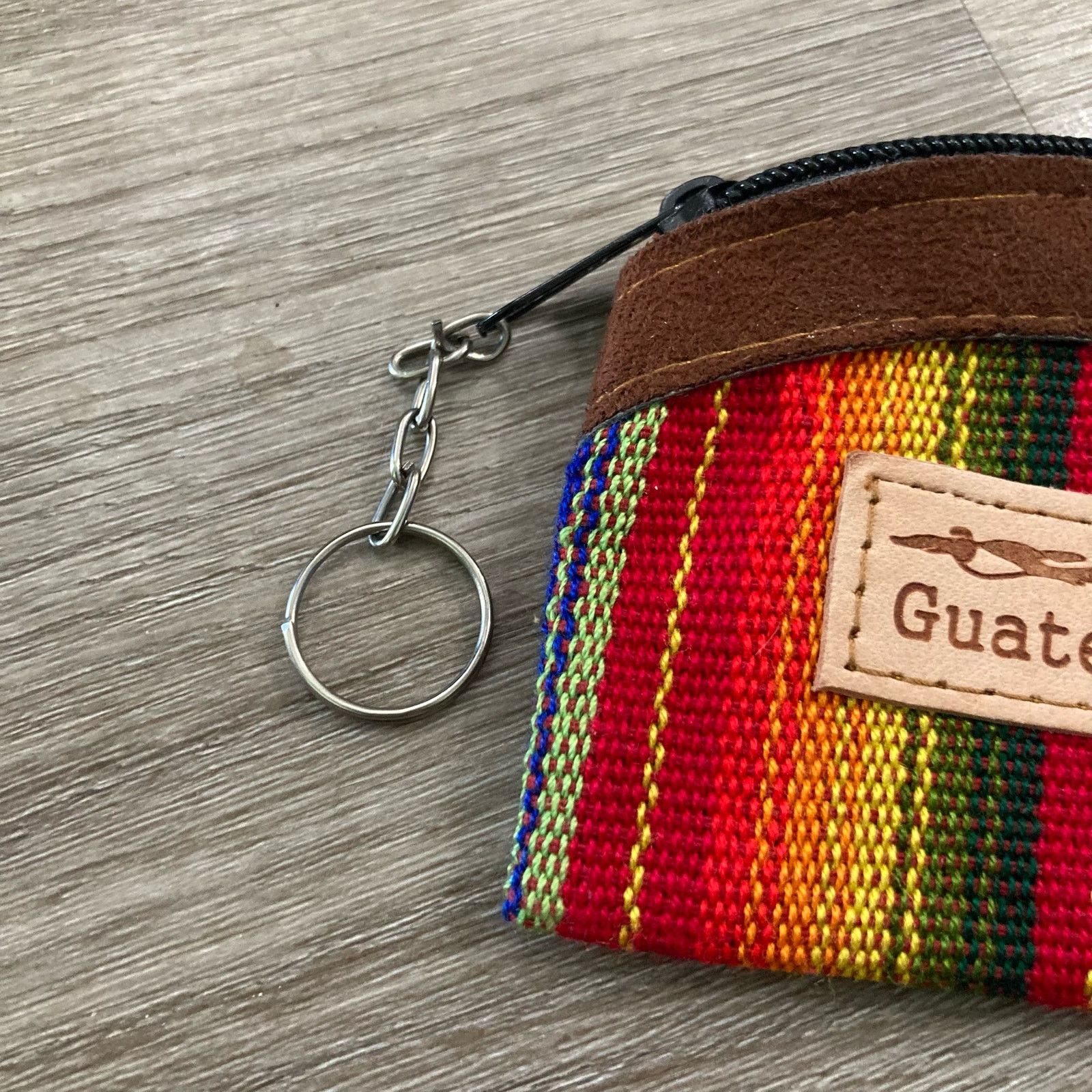 Other Handmade Guatemalan Leather/Cotton Coin Purse Keychain Size ONE SIZE - 3 Thumbnail