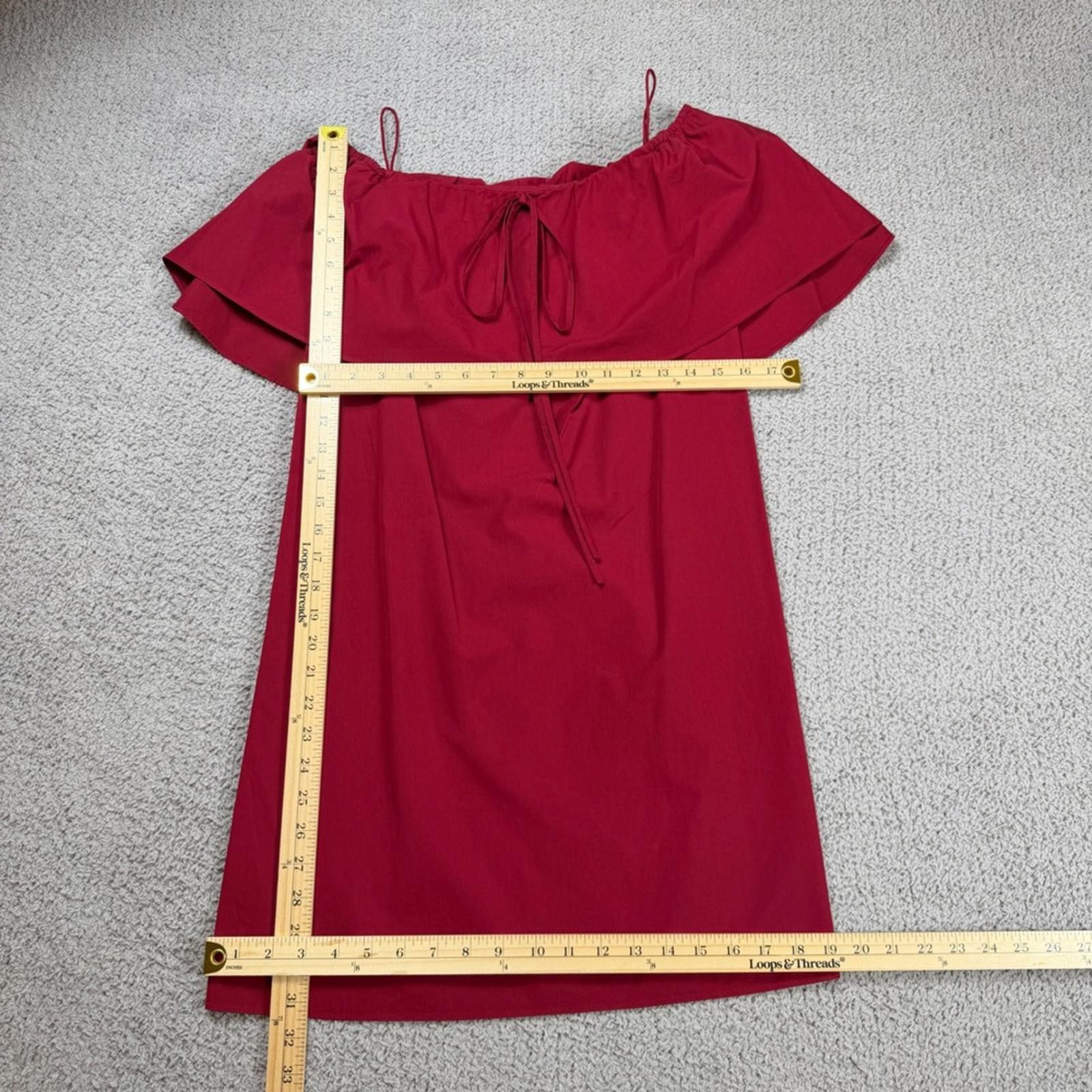 Other Alice + Olivia Red Off The Shoulder Ruffle Mini Dress Womens Size M / US 6-8 / IT 42-44 - 3 Thumbnail