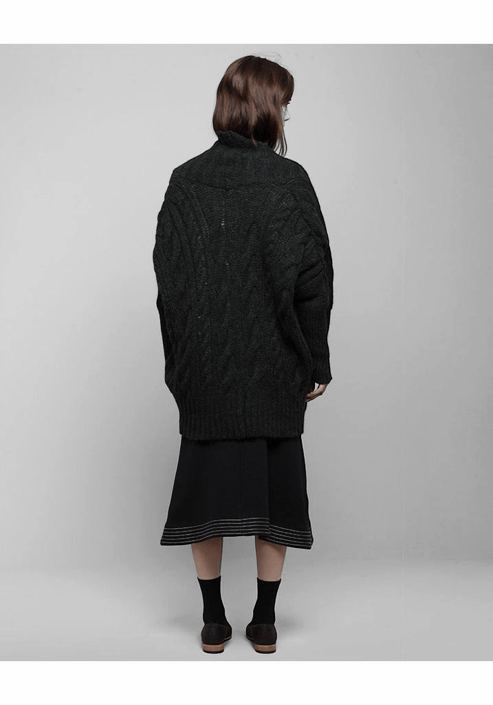 Tsumori Chisato Slouch Alpaca Cable-Knit Shawl Shoulder Open Cardigan Size US L / EU 52-54 / 3 - 3 Thumbnail