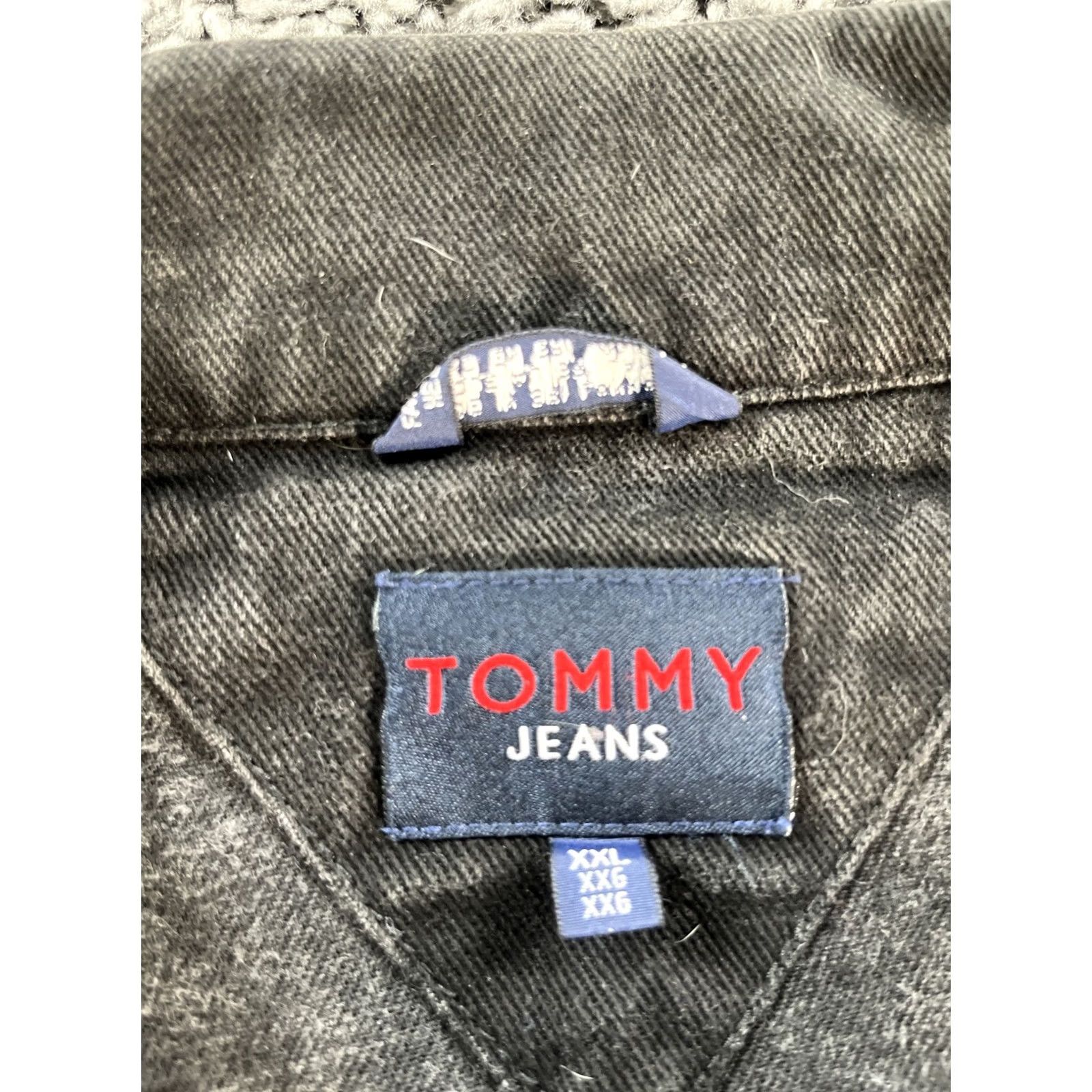 Tommy Hilfiger VINTAGE Tommy Hilfiger Jeans Denim Jacket Mens 2XL Black Denim Button 90s Biker Flag Classic Size US 39 - 4 Thumbnail