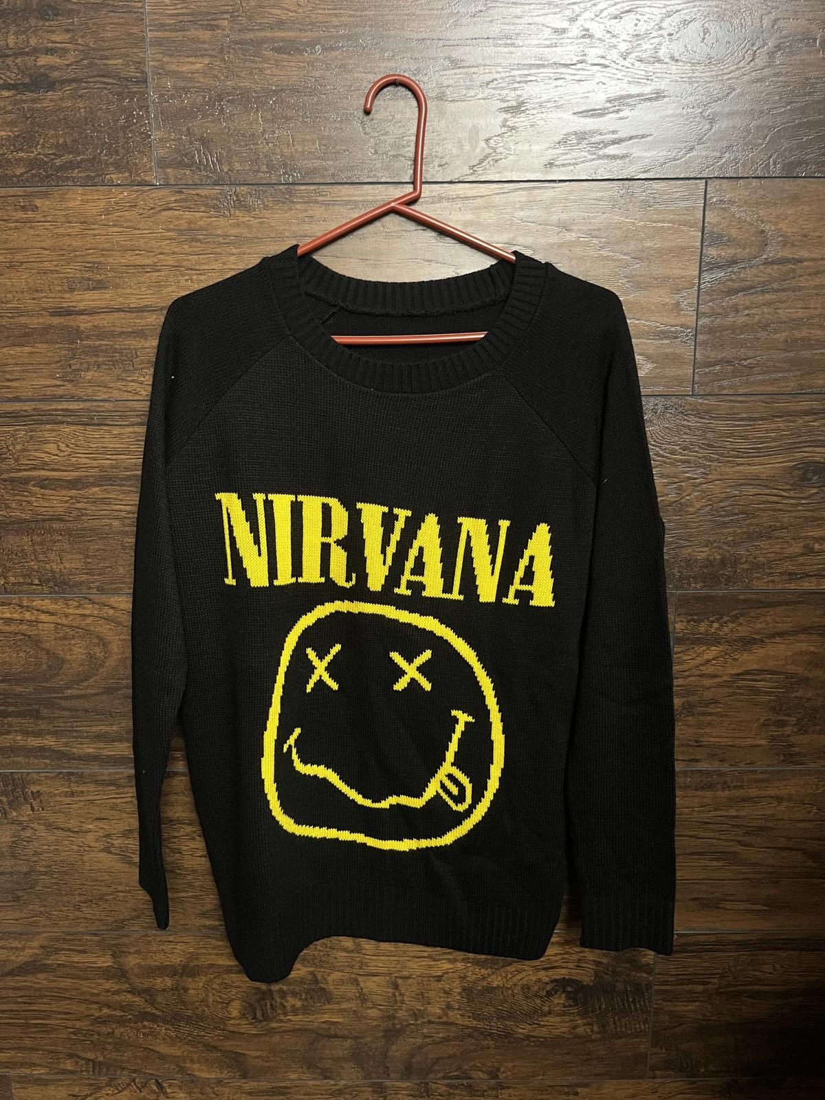 Designer Nirvana Crew Neck Smiley Knitted Sweater - Medium Size US M / EU 48-50 / 2 - 1 Thumbnail