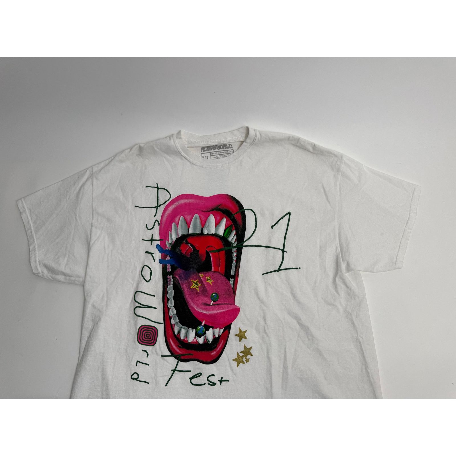 Other Travis Scott Astroworld Tour Cactus Jack Mouth T-Shirt XL Size US XL / EU 56 / 4 - 4 Thumbnail