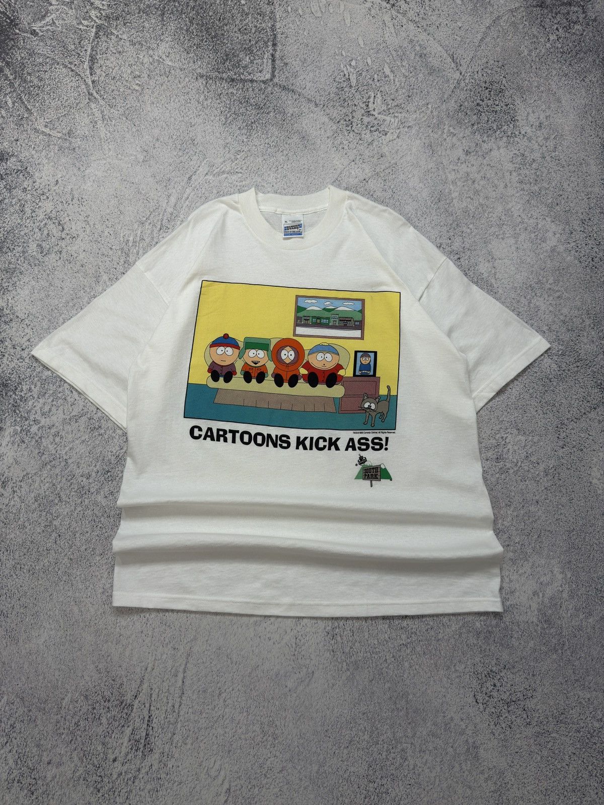 Other VTG 1998 Comedy Central South Park Cartoons Kick Ass T-Shirt Size US XL / EU 56 / 4 - 1 Thumbnail