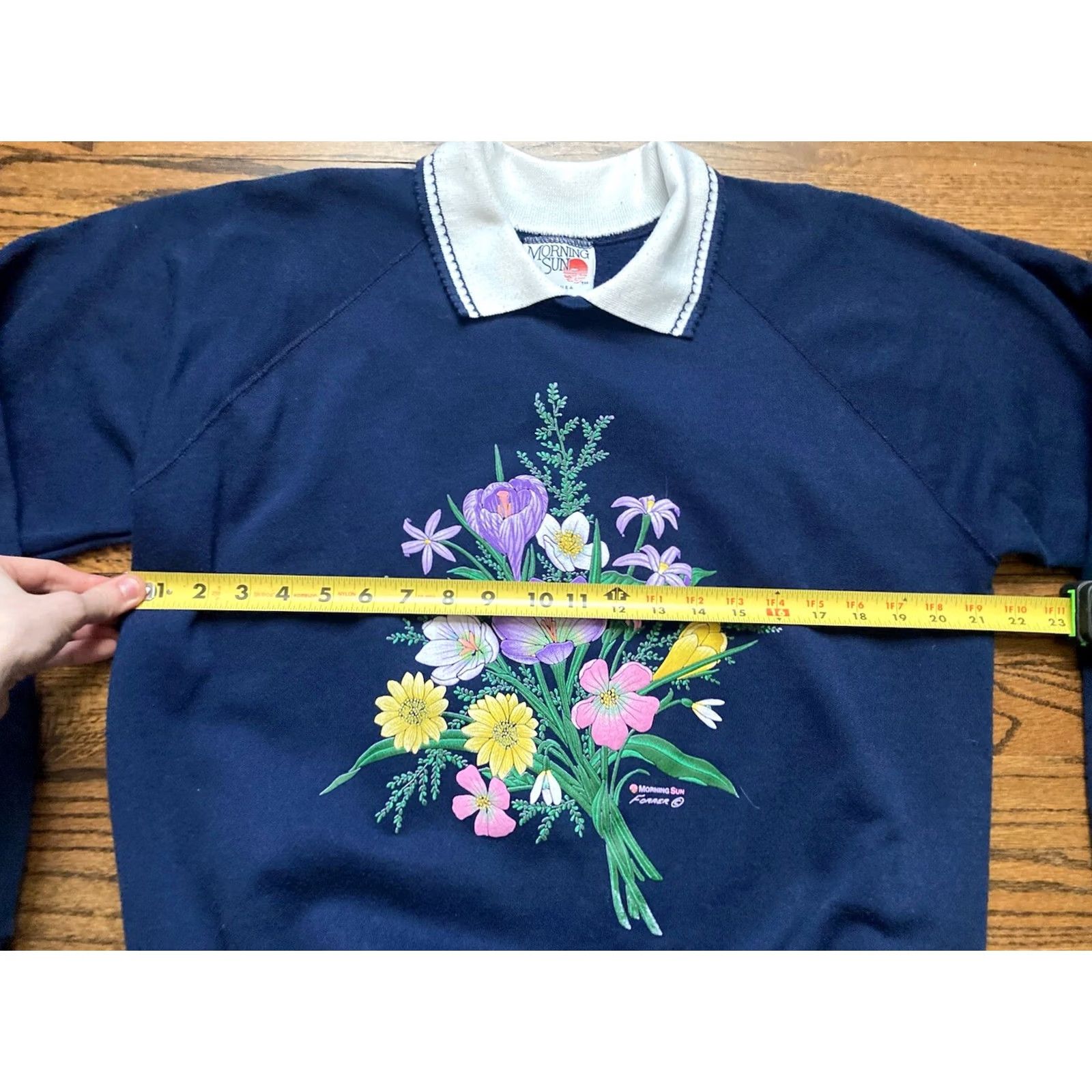 Vintage VTG Morning Sun Flowers Collared Sweatshirt Pullover Womens XL Cottage Core USA Size XL / US 12-14 / IT 48-50 - 7 Thumbnail