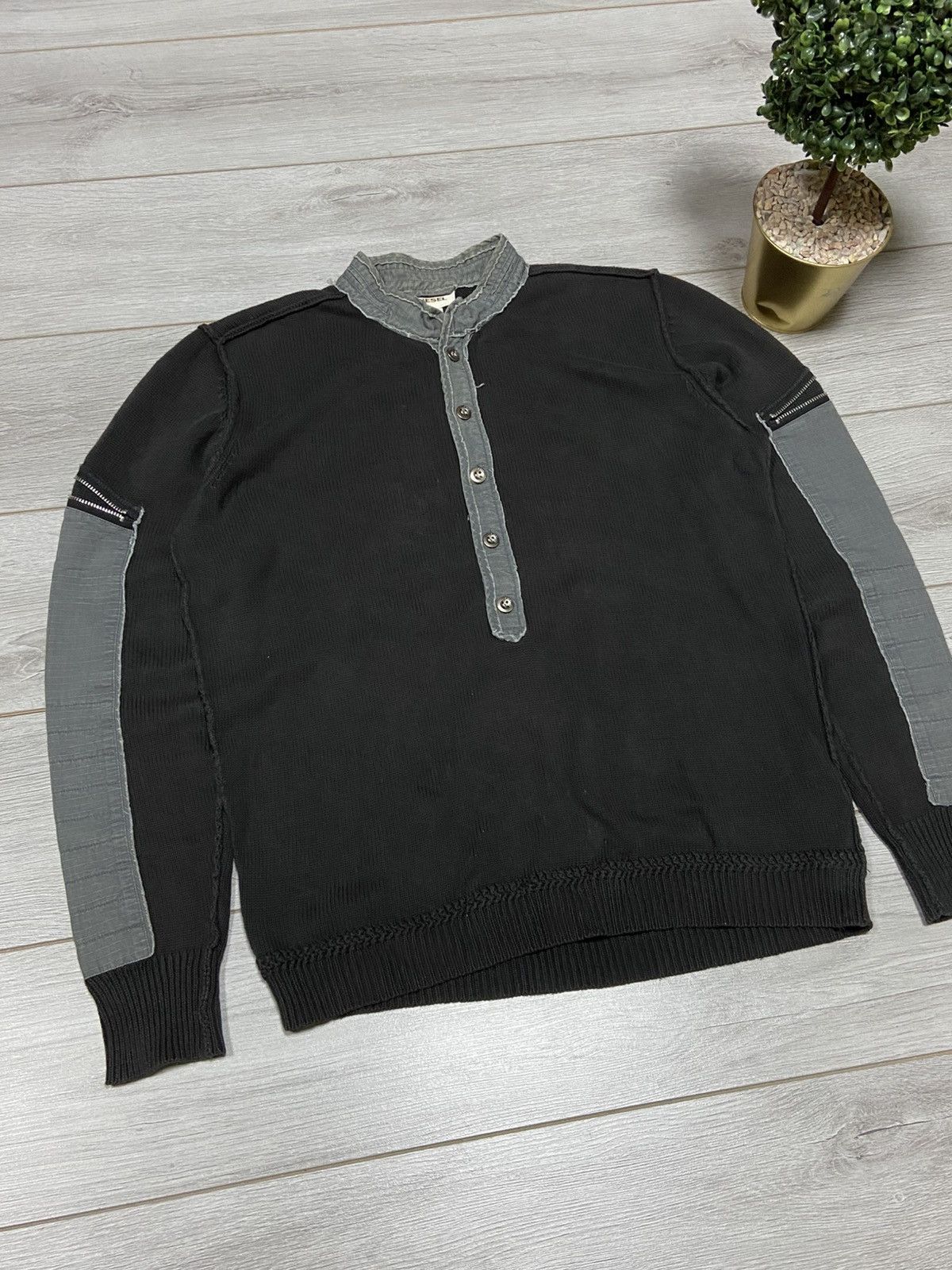 Diesel Diesel avant-garde vintage knitted zip sweater Size US L / EU 52-54 / 3 - 4 Thumbnail