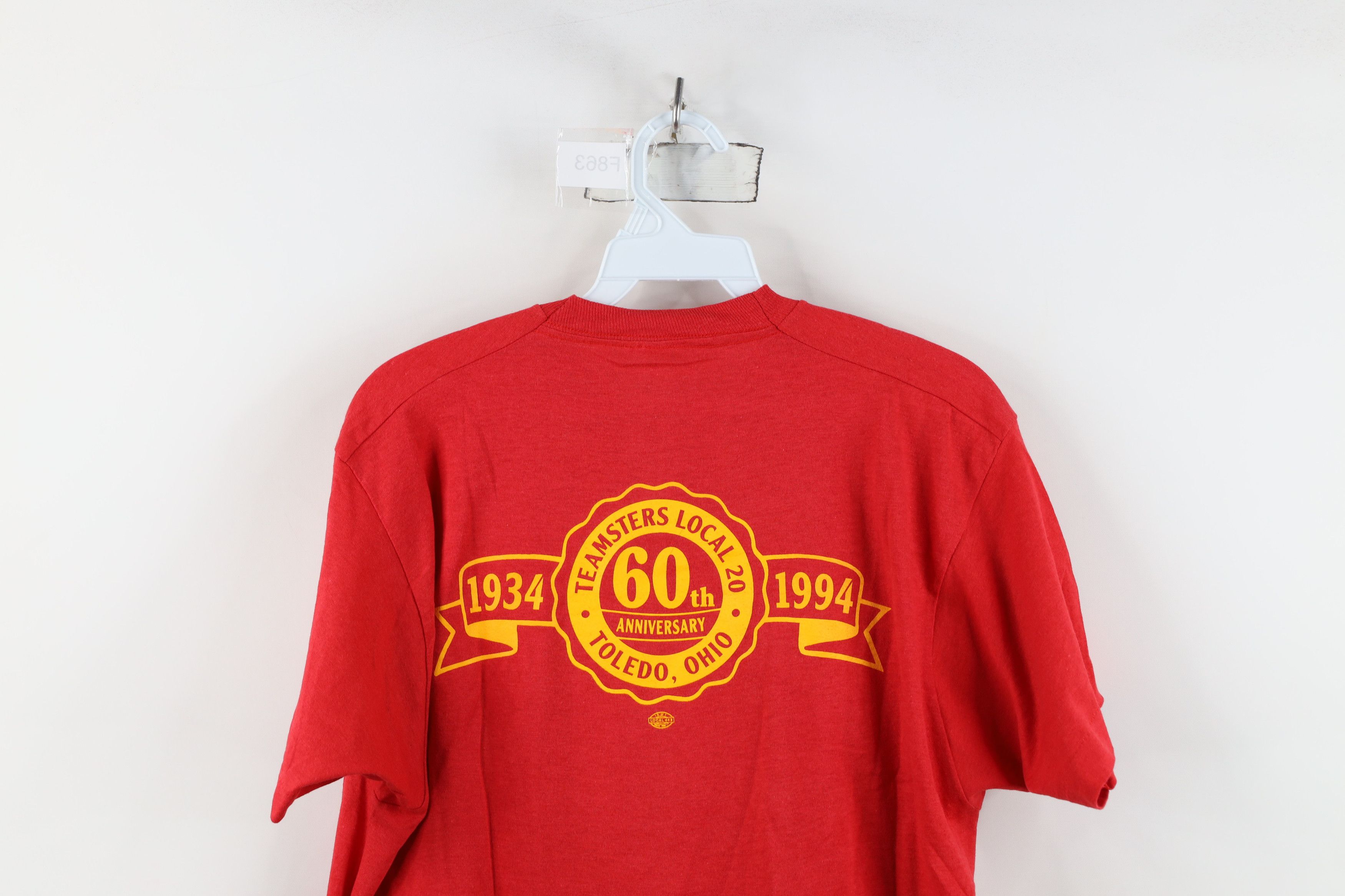 Vintage Vintage 80s Local 20 Union Short Sleeve T-Shirt Red USA Size US XL / EU 56 / 4 - 14 Thumbnail