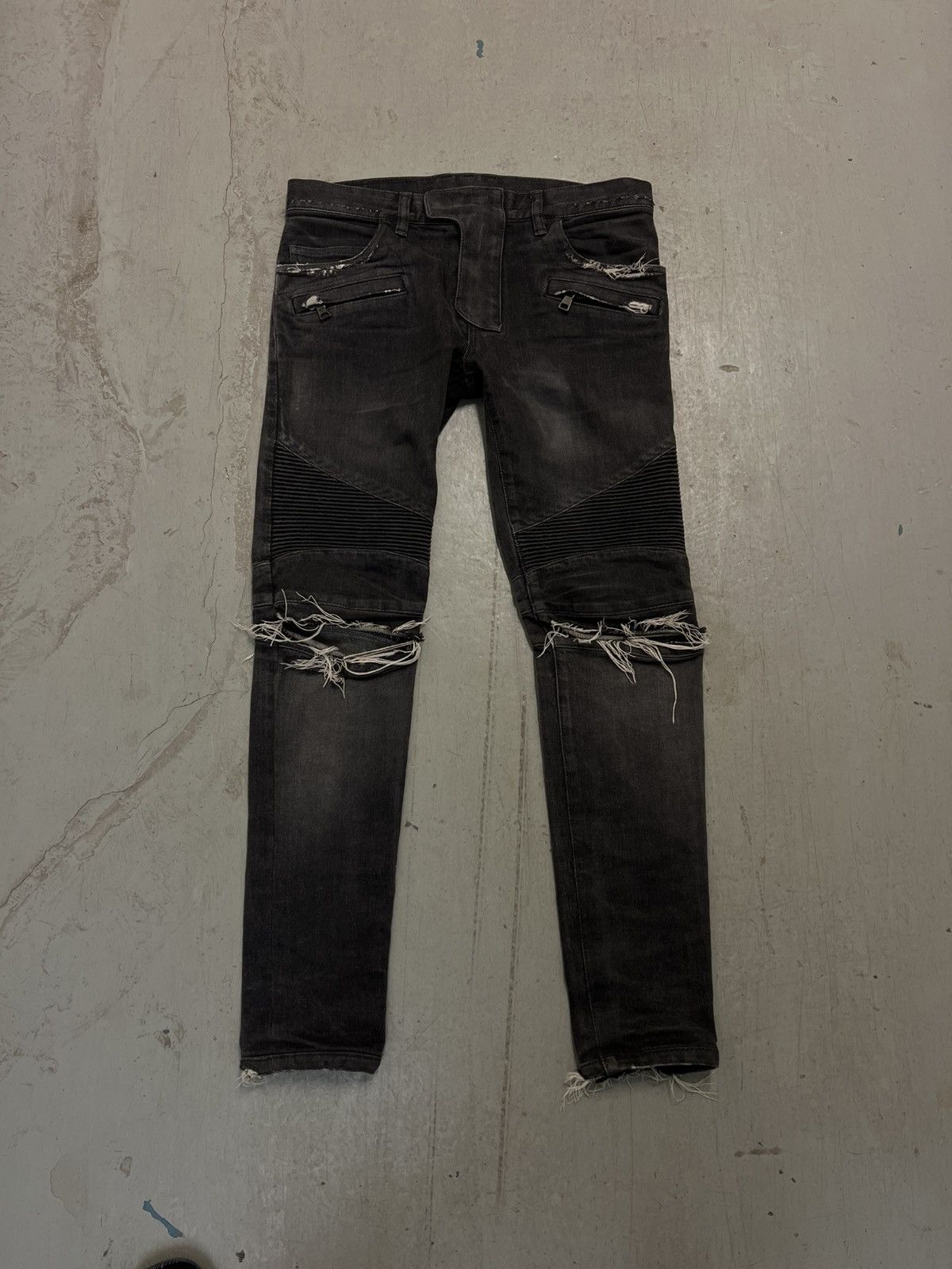 Balmain Distressed Balmain Biker Denim Size US 29 - 1 Thumbnail