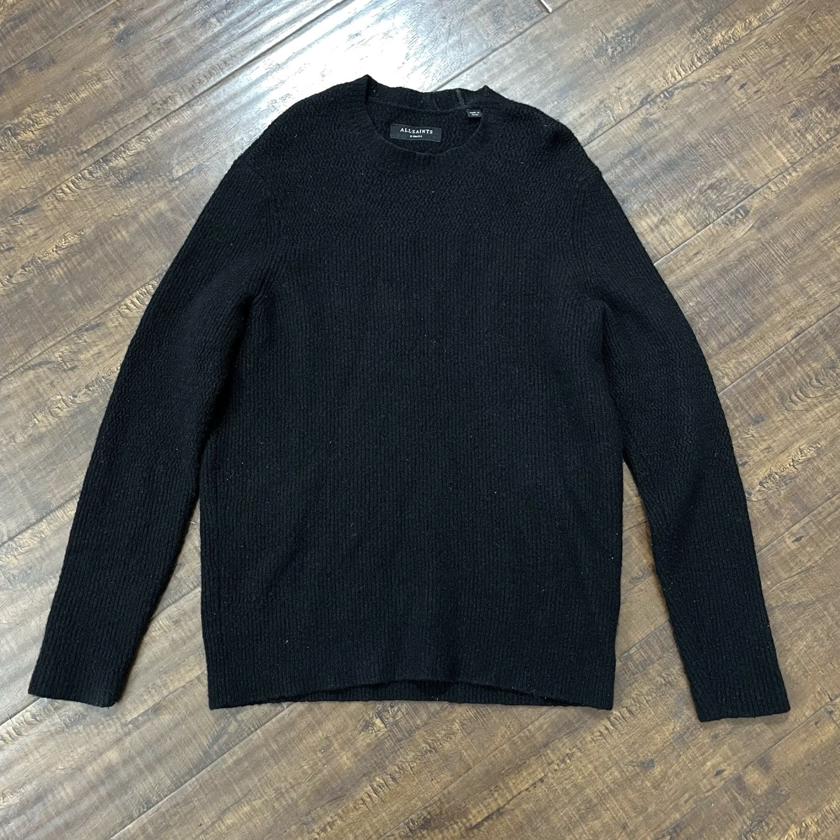Allsaints AllSaints Jumper Adult XS Black Wool Knit Crew Neck Slim Pullover Designer Sweater Mens Size US XS / EU 42 / 0 - 2 Thumbnail
