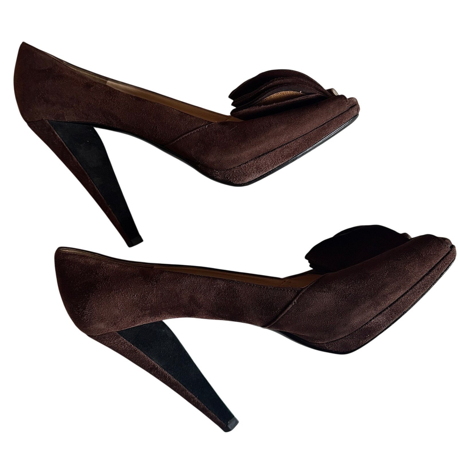 Prada Prada Brown Women's Suede Ruffle Embellishment Pumps Size US 9 / IT 39 - 4 Thumbnail
