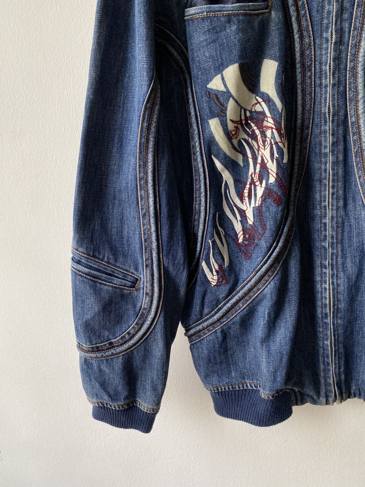 Marithe + Francois Girbaud Marithe Francois Girbaud Tribal Tattoo Denim Bomber Jacket Size US XL / EU 56 / 4 - 8 Thumbnail