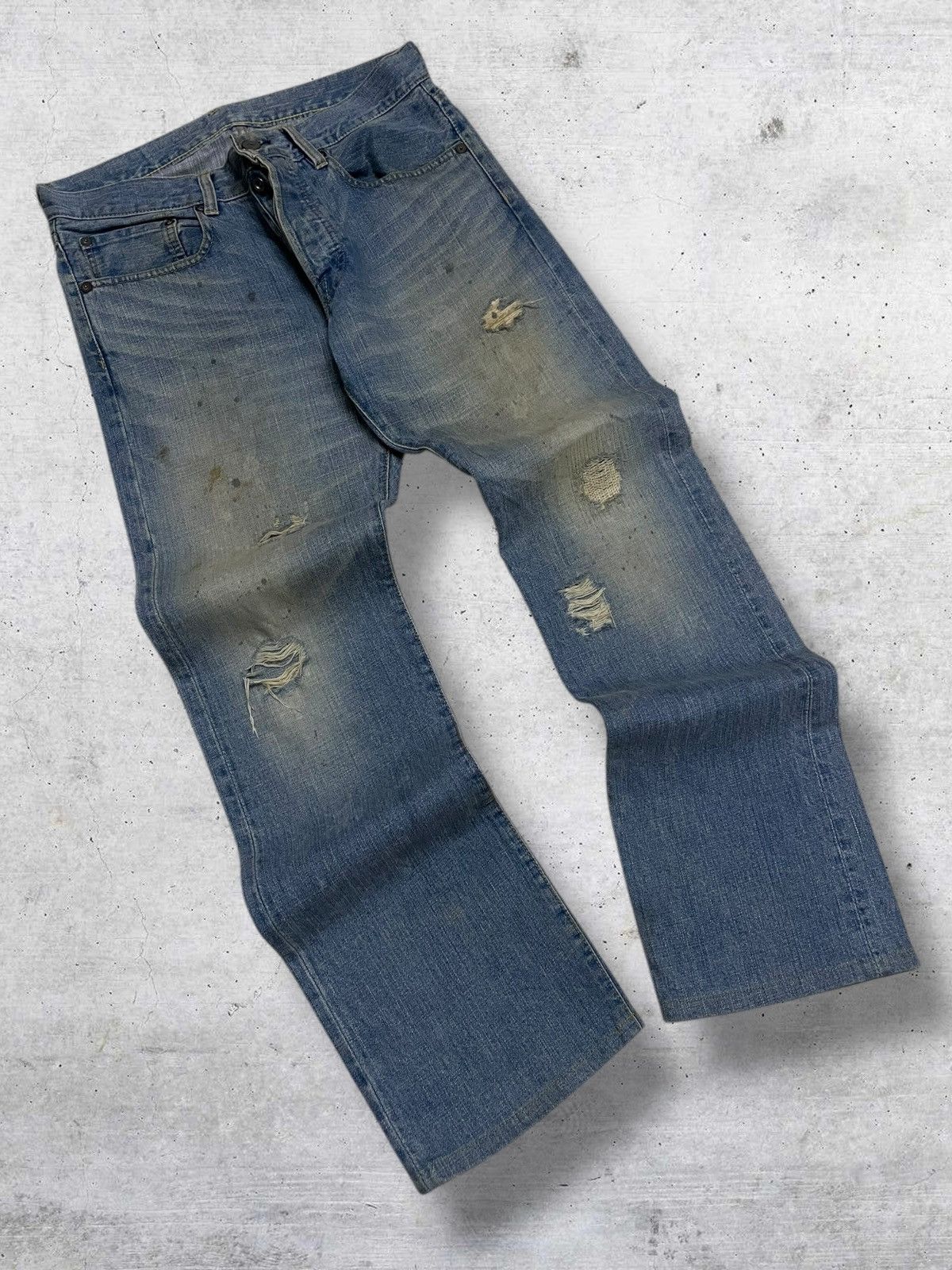 If Six Was Nine VINTAGE NANO UNIVERSE JAPAN DESIGNER MUDWASH RIPPED DENIM Size US 32 / EU 48 - 2 Thumbnail
