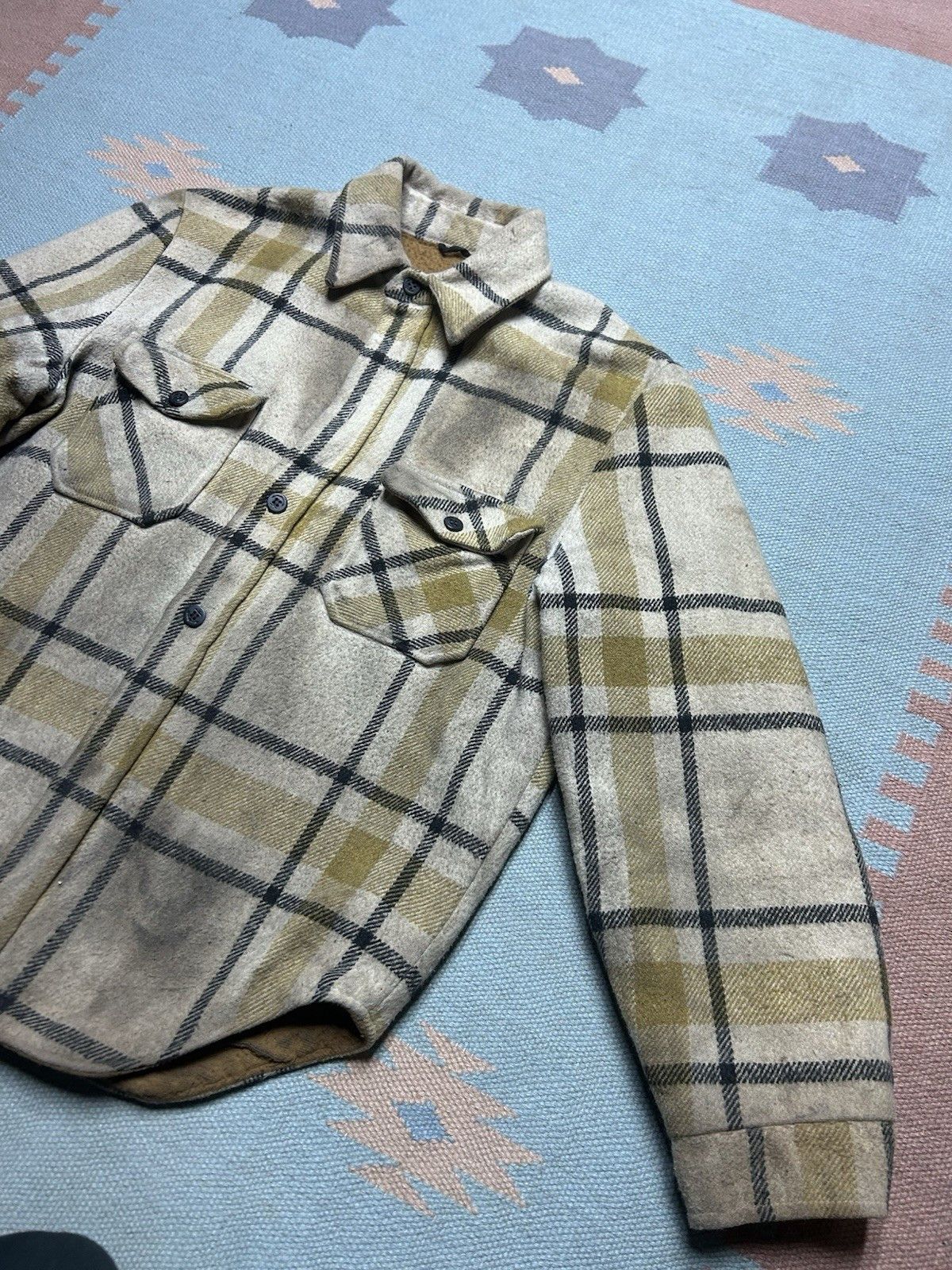 Vintage 60s wool button shirt CPO anchor buttons distressed lined L Size US L / EU 52-54 / 3 - 4 Thumbnail