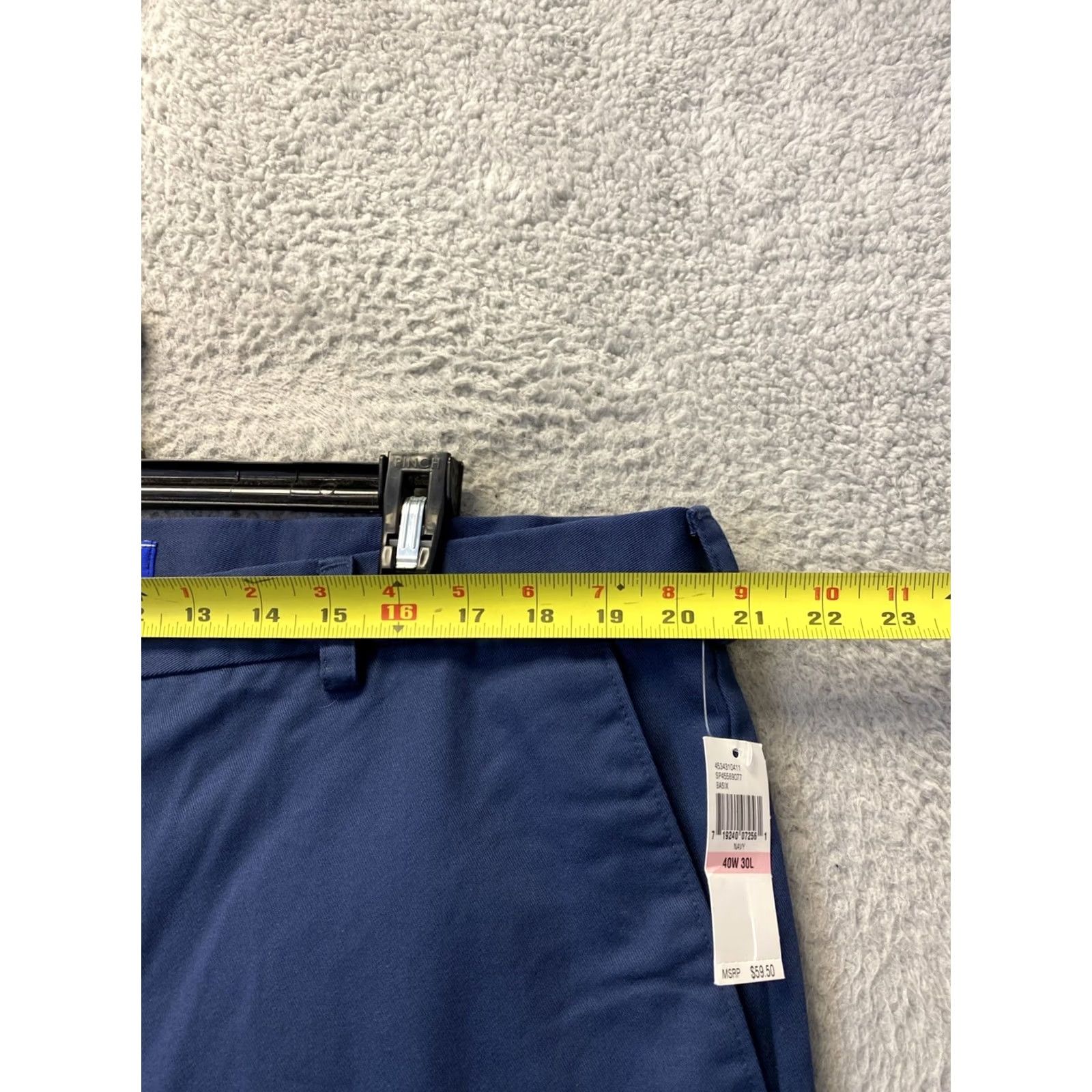Izod VINTAGE Izod American Chino Pants Men's 40x30 Navy Chino Flat Front Straight Leg Regular Fit 40in Inseam Navy/Blue Mens Size US 40 / EU 56 - 4 Thumbnail