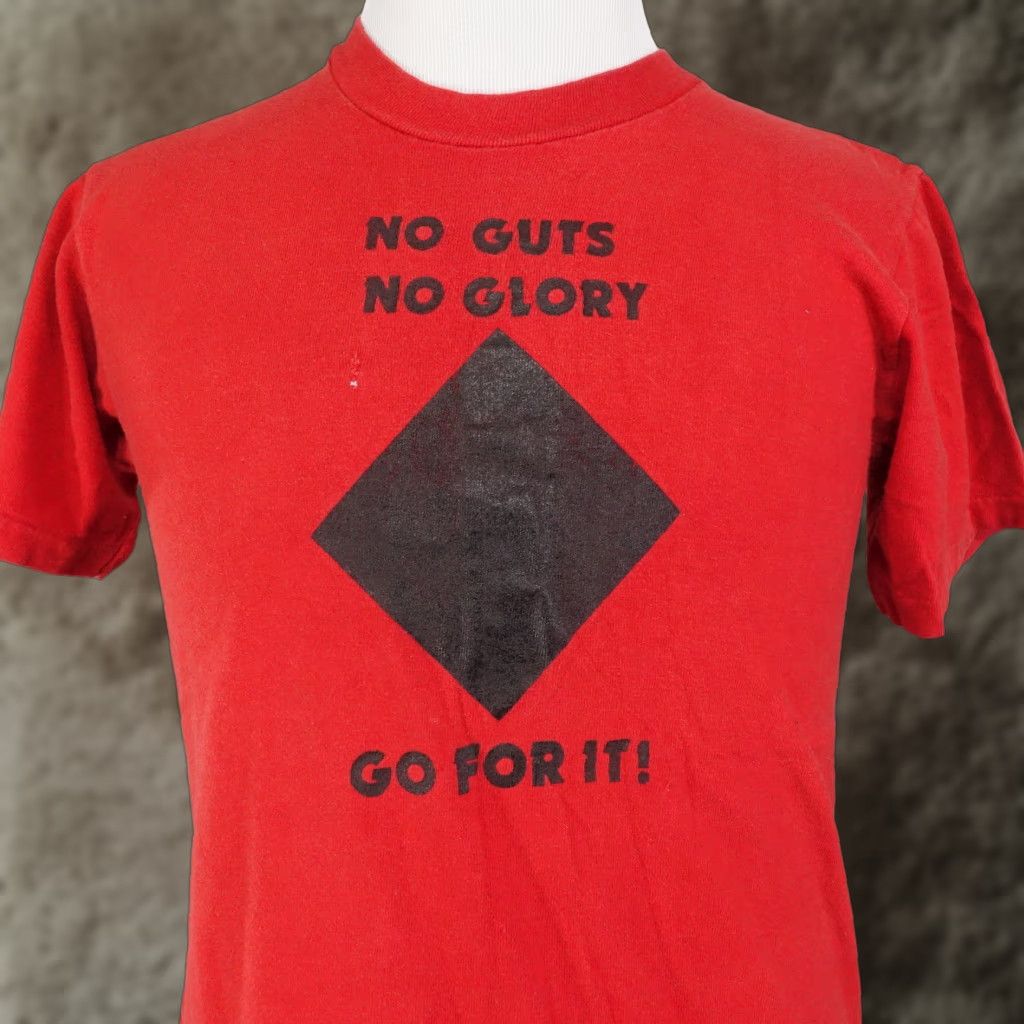 Vintage VINTAGE Sportswear Red T-Shirt "No Guts No Glory Go For It" 80s Single Stitch Adult Medium Mens Size US M / EU 48-50 / 2 - 1 Thumbnail