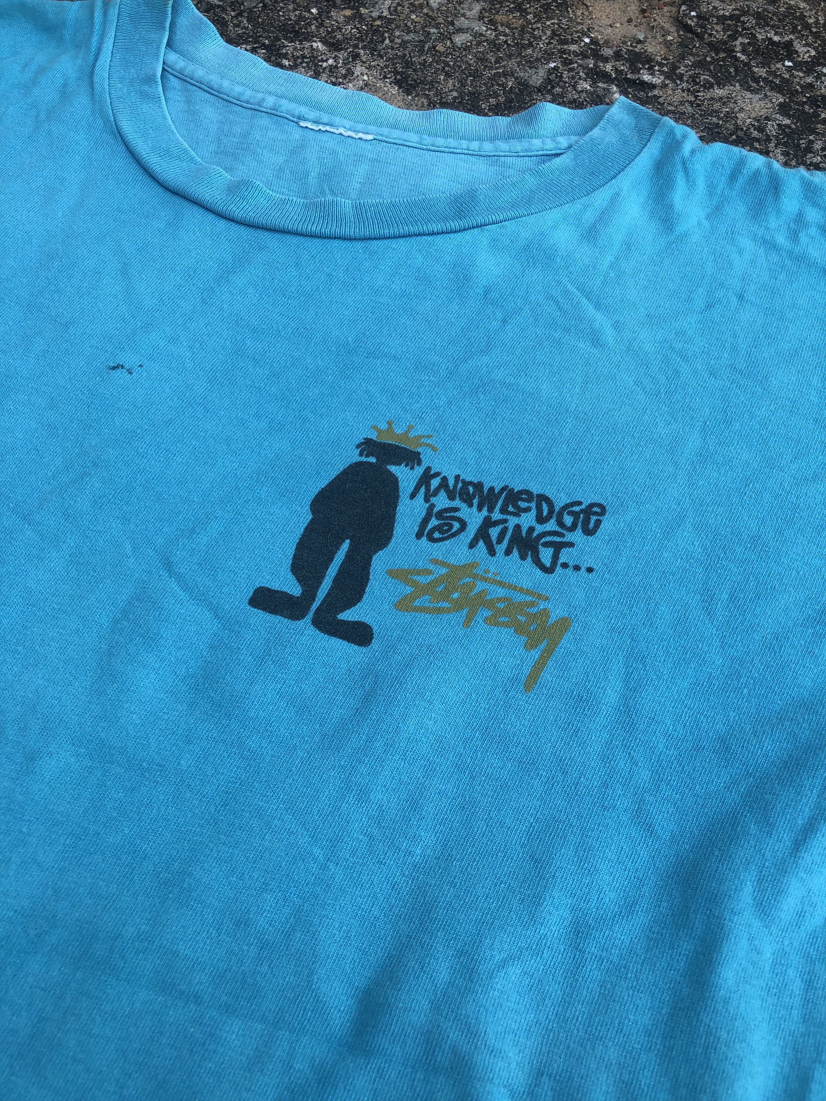 Vintage 🔥Vtg 90s OG STUSSY 'Knowledge is King' T-Shirt Distressed Size US XL / EU 56 / 4 - 5 Thumbnail