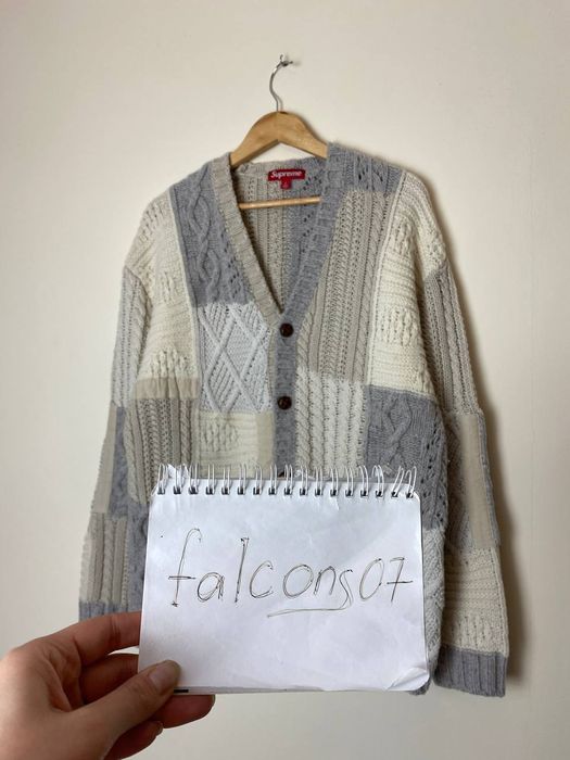 Supreme Supreme Patchwork Cable Knit Cardigan Sweater FW23 | Grailed