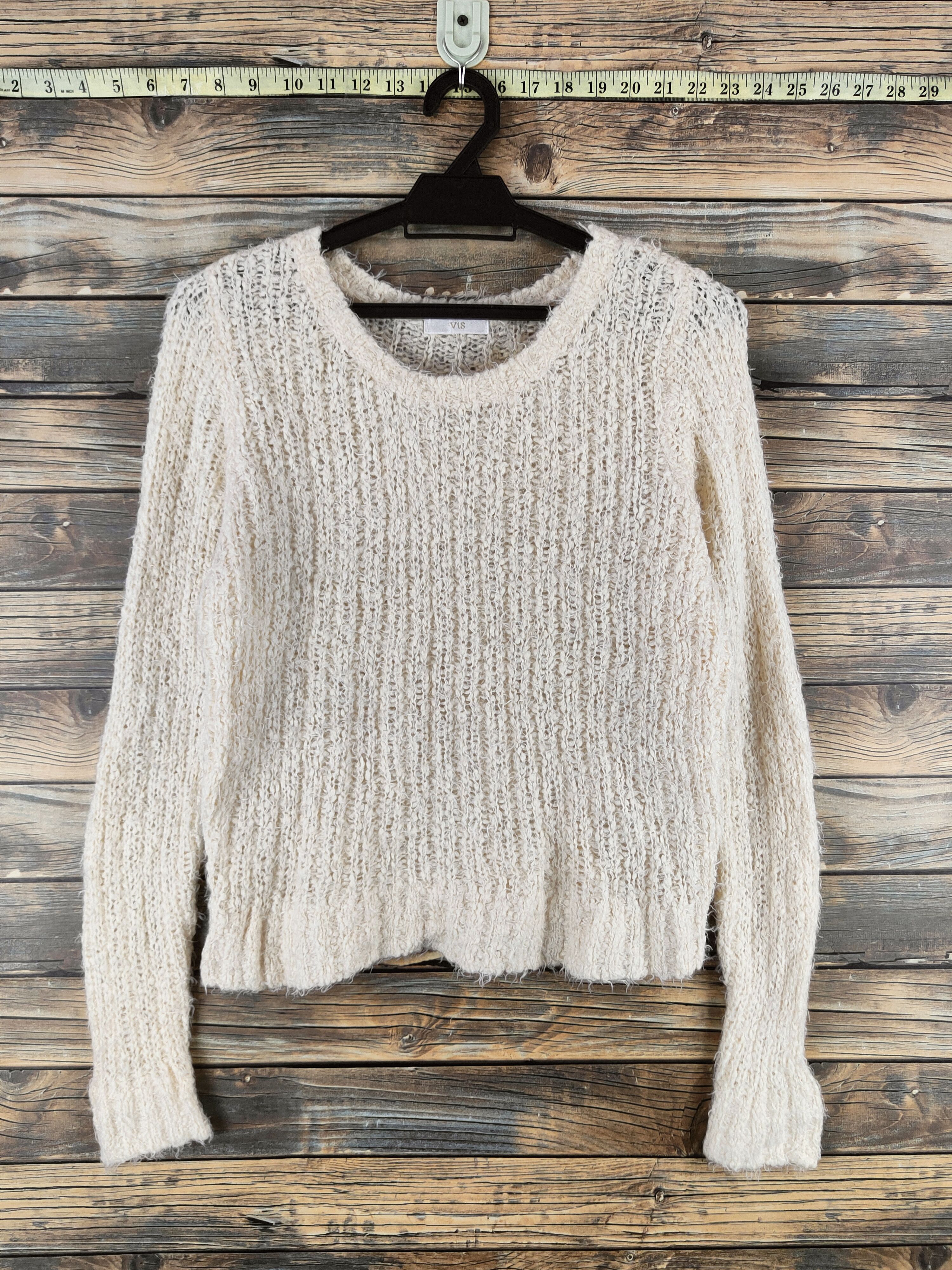 Japanese Brand DL Vis Cream Fur Mohair Knitwear #46-539 Size S / US 4 / IT 40 - 1 Thumbnail